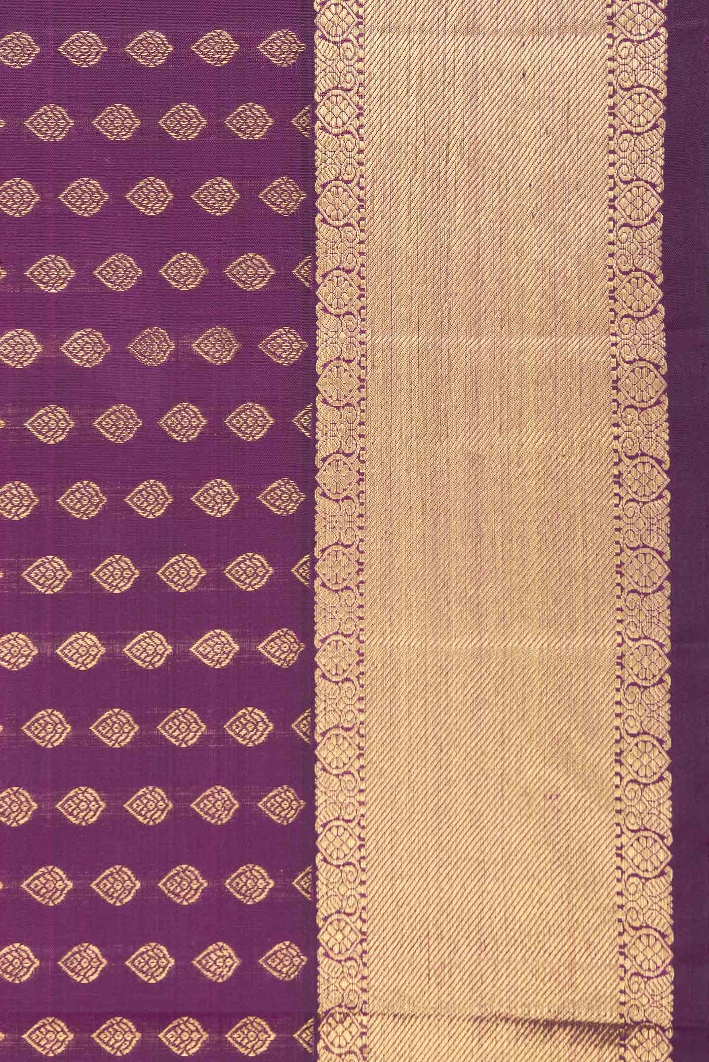 Pure Silk Pure Zari Magenta Dual Tone Kanchipuram Saree