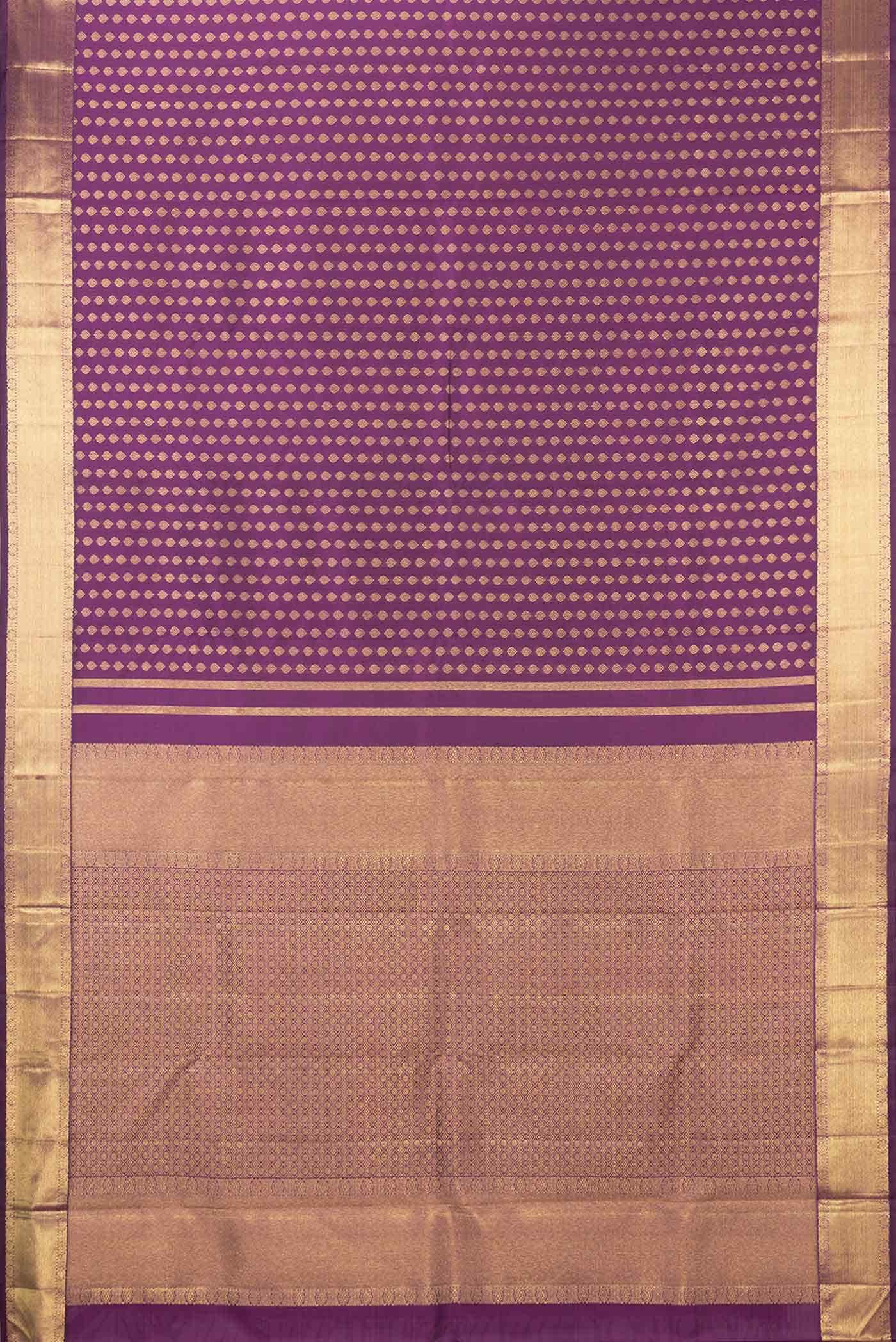Pure Silk Pure Zari Magenta Dual Tone Kanchipuram Saree