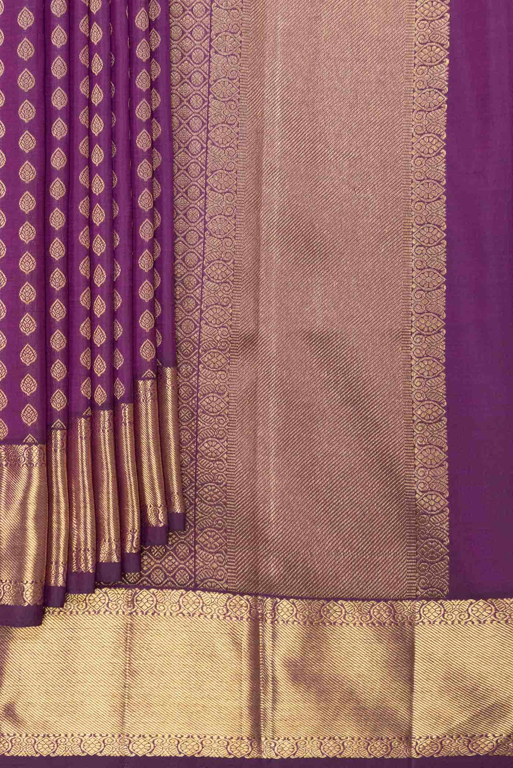 Pure Silk Pure Zari Magenta Dual Tone Kanchipuram Saree