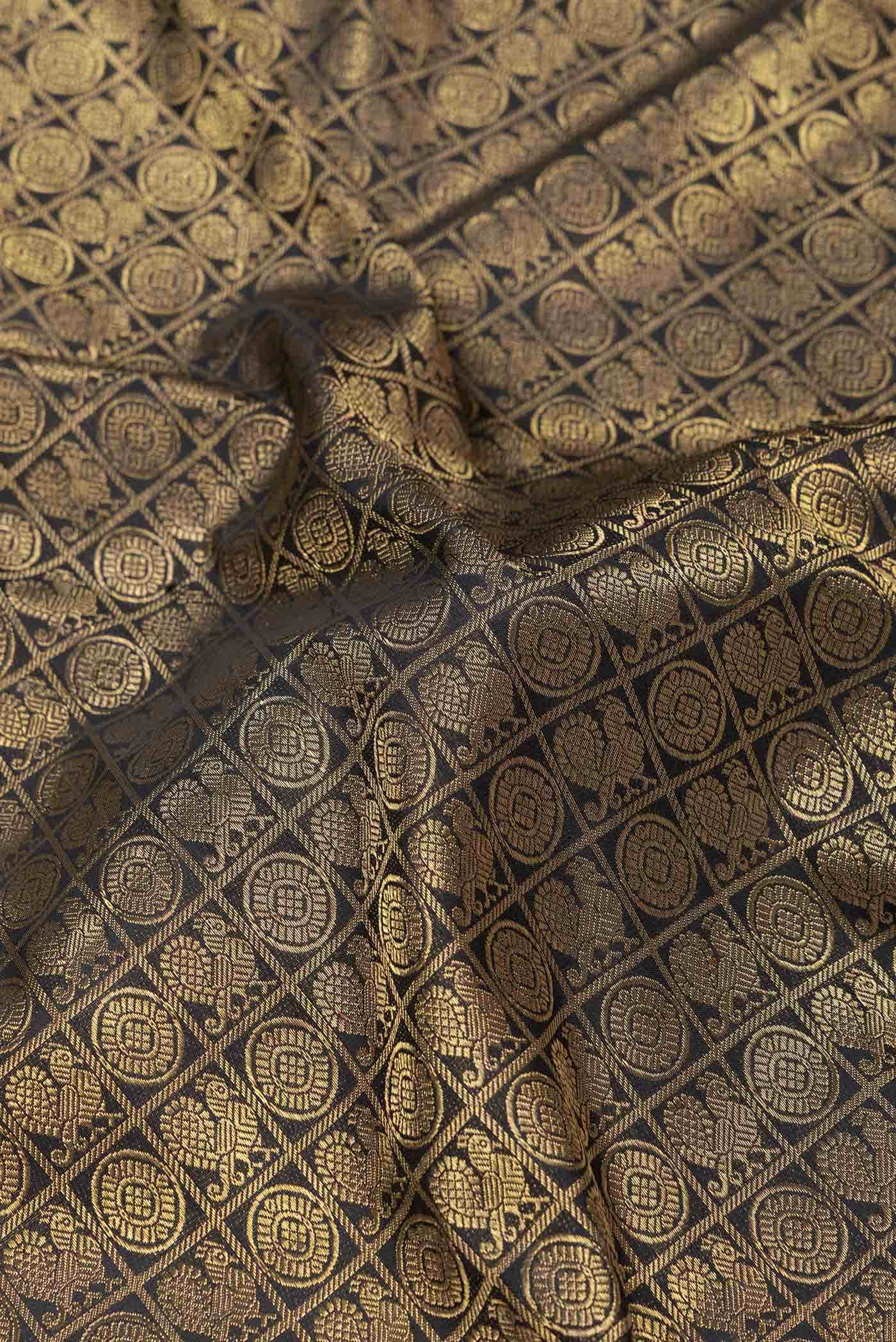 Pure Silk Pure Zari Black Kanchipuram Saree