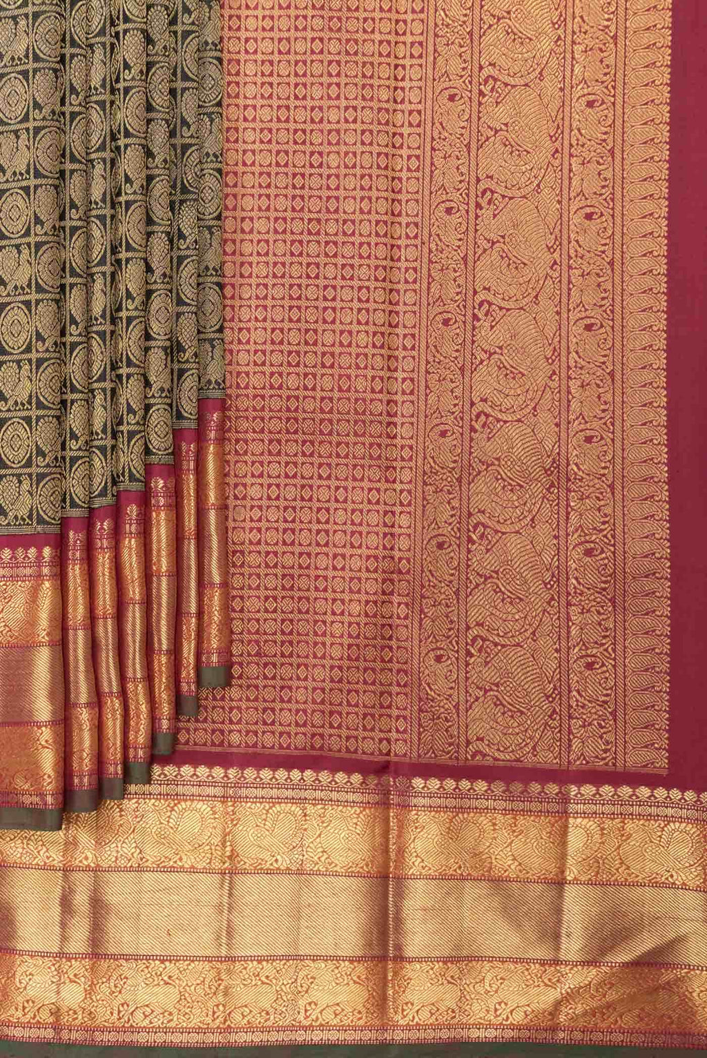 Pure Silk Pure Zari Black Kanchipuram Saree