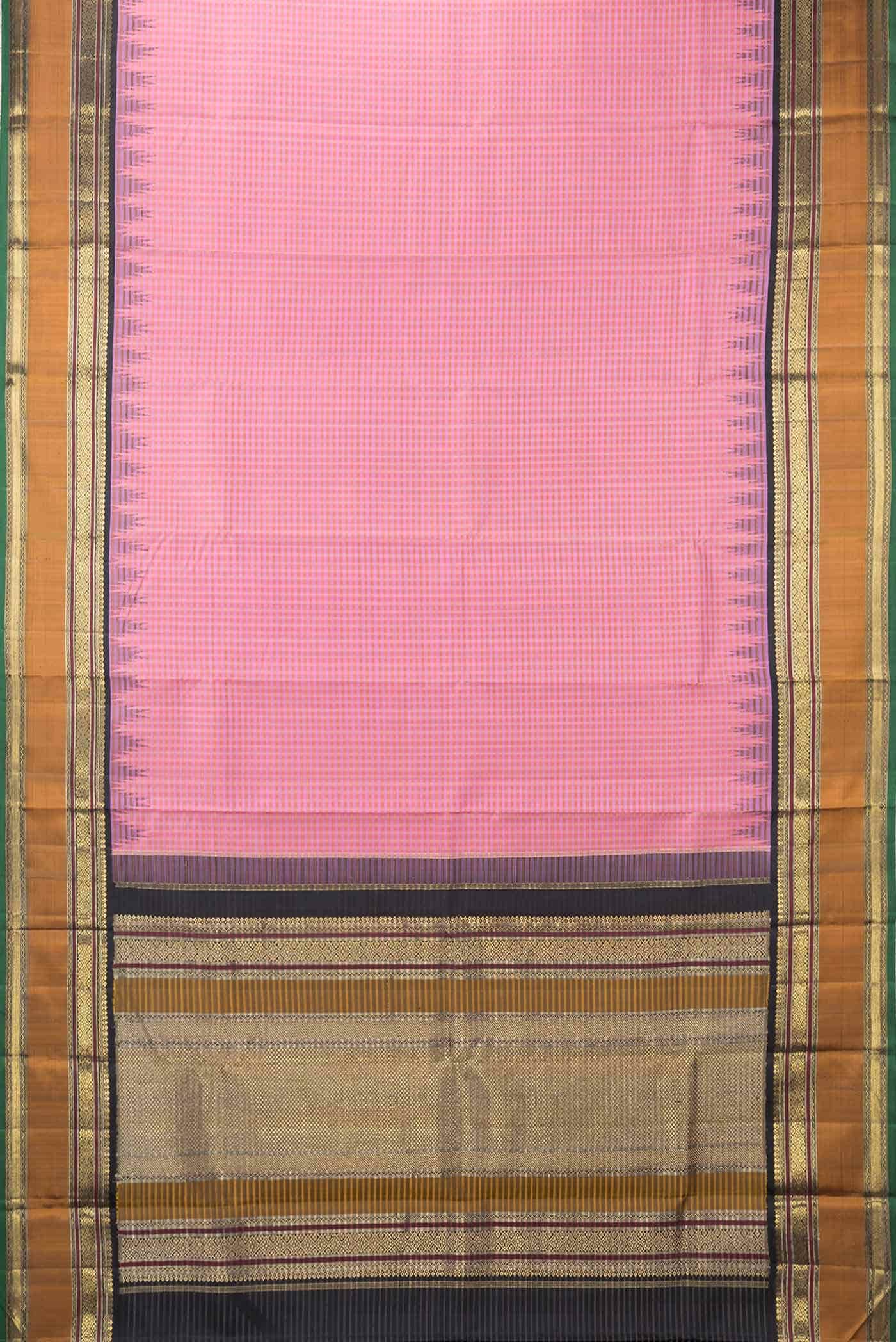 Pure Silk Pure Zari Pink Dual Tone Kanchipuram Saree
