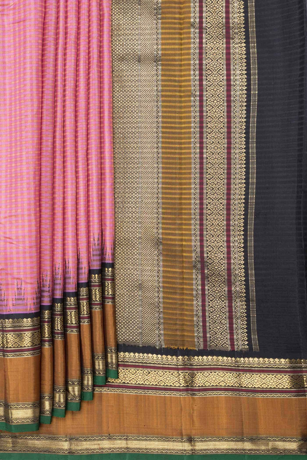 Pure Silk Pure Zari Pink Dual Tone Kanchipuram Saree