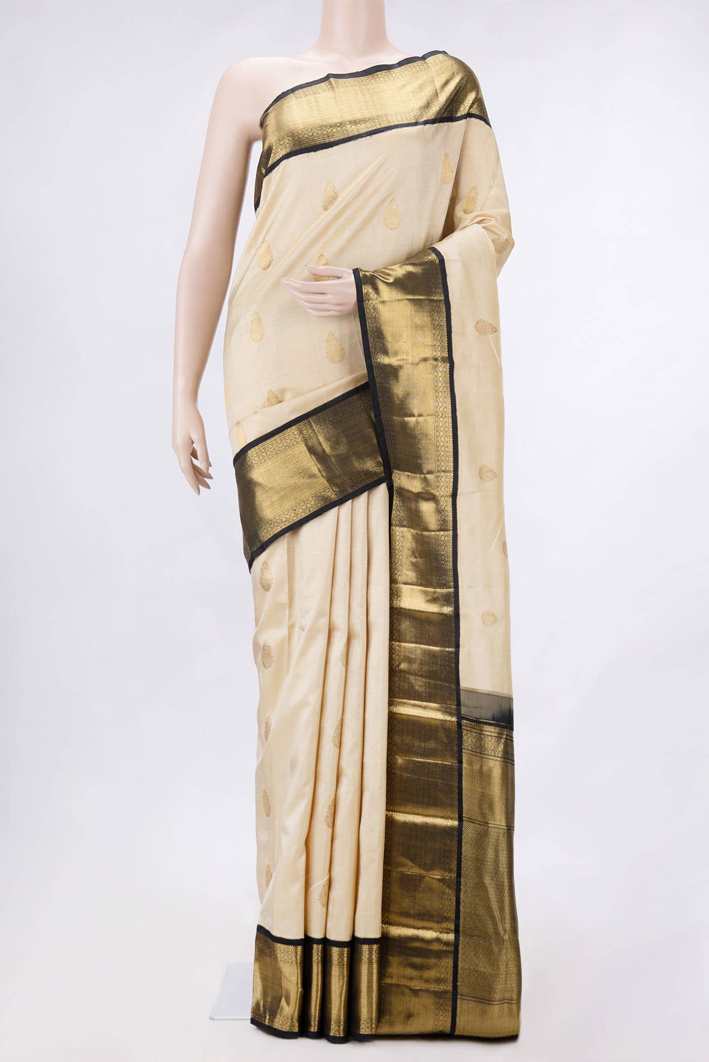 Pure Silk Pure Zari Sandal Dual Tone Kanchipuram Saree