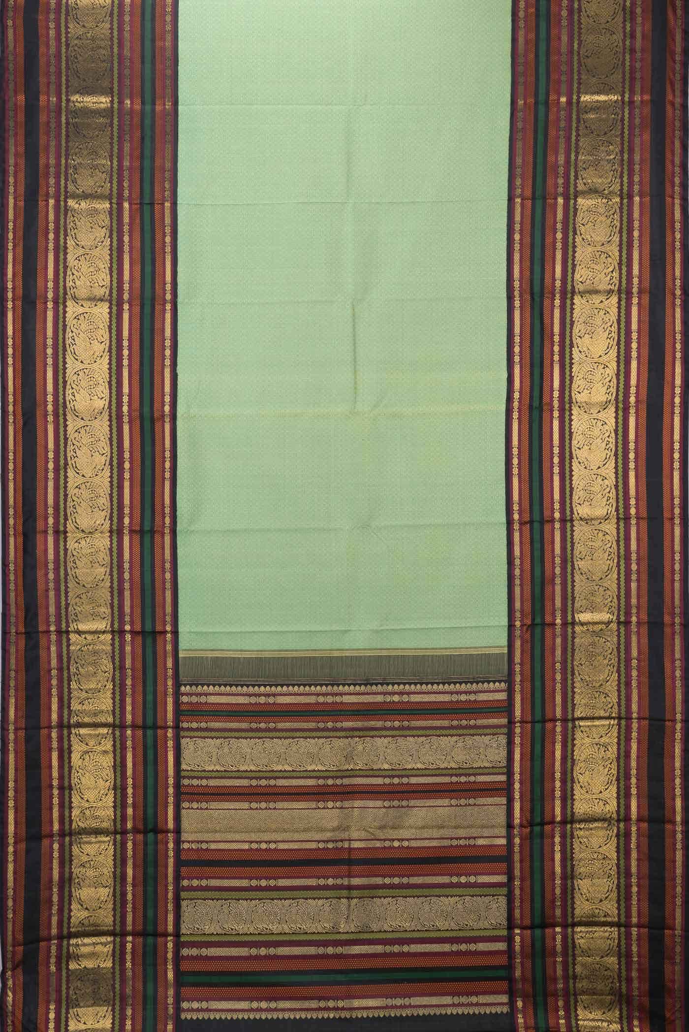 Pure Silk Pure Zari Green Dual Tone Kanchipuram Saree