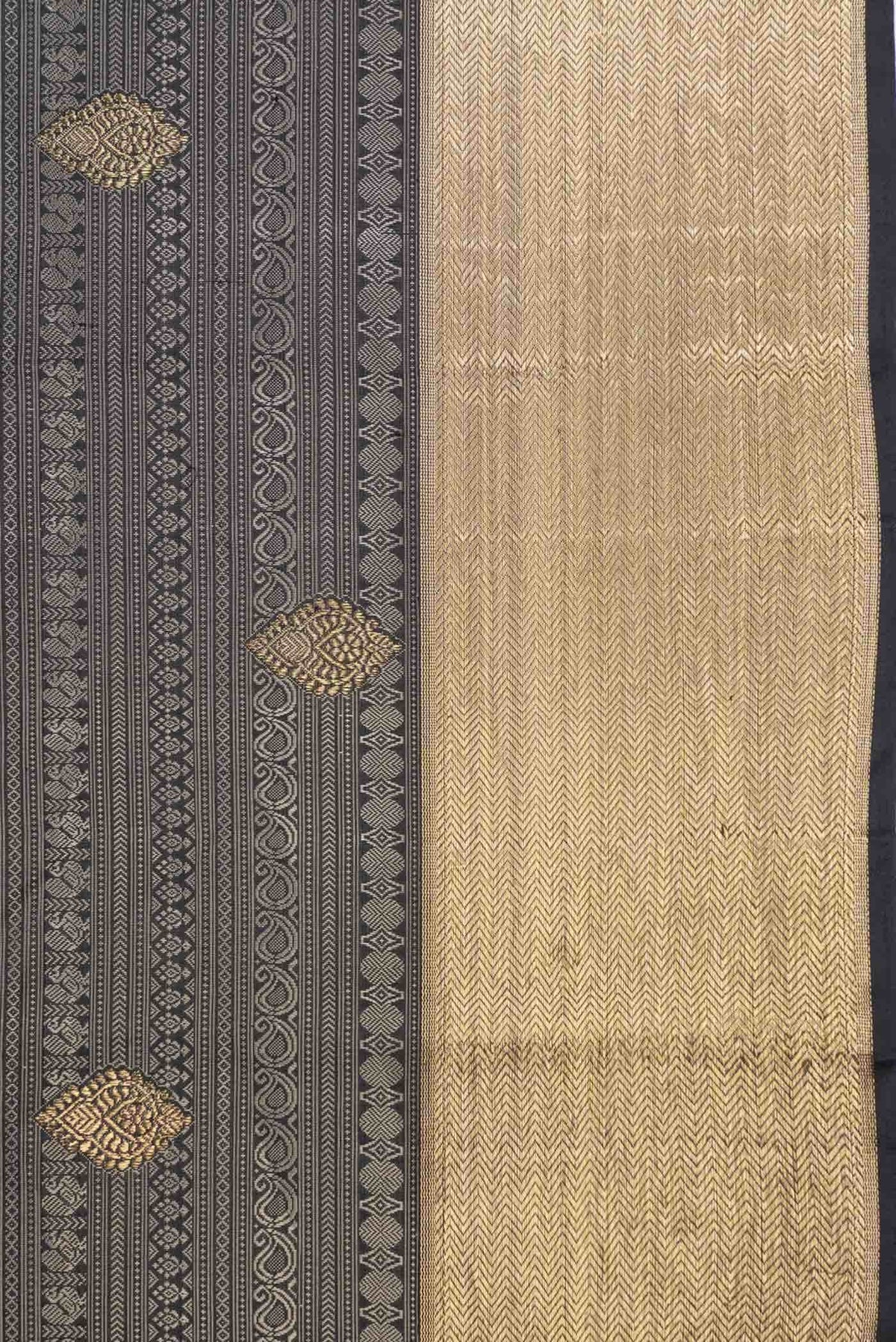 Pure Silk Pure Zari Black Kanjivaram Saree