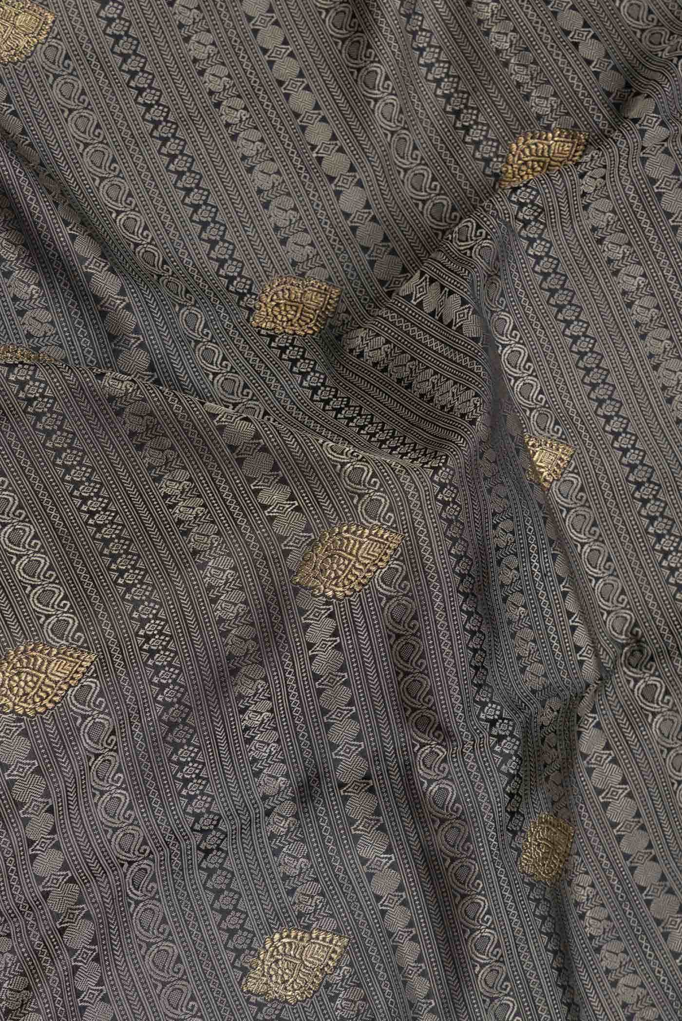 Pure Silk Pure Zari Black Kanchipuram Saree