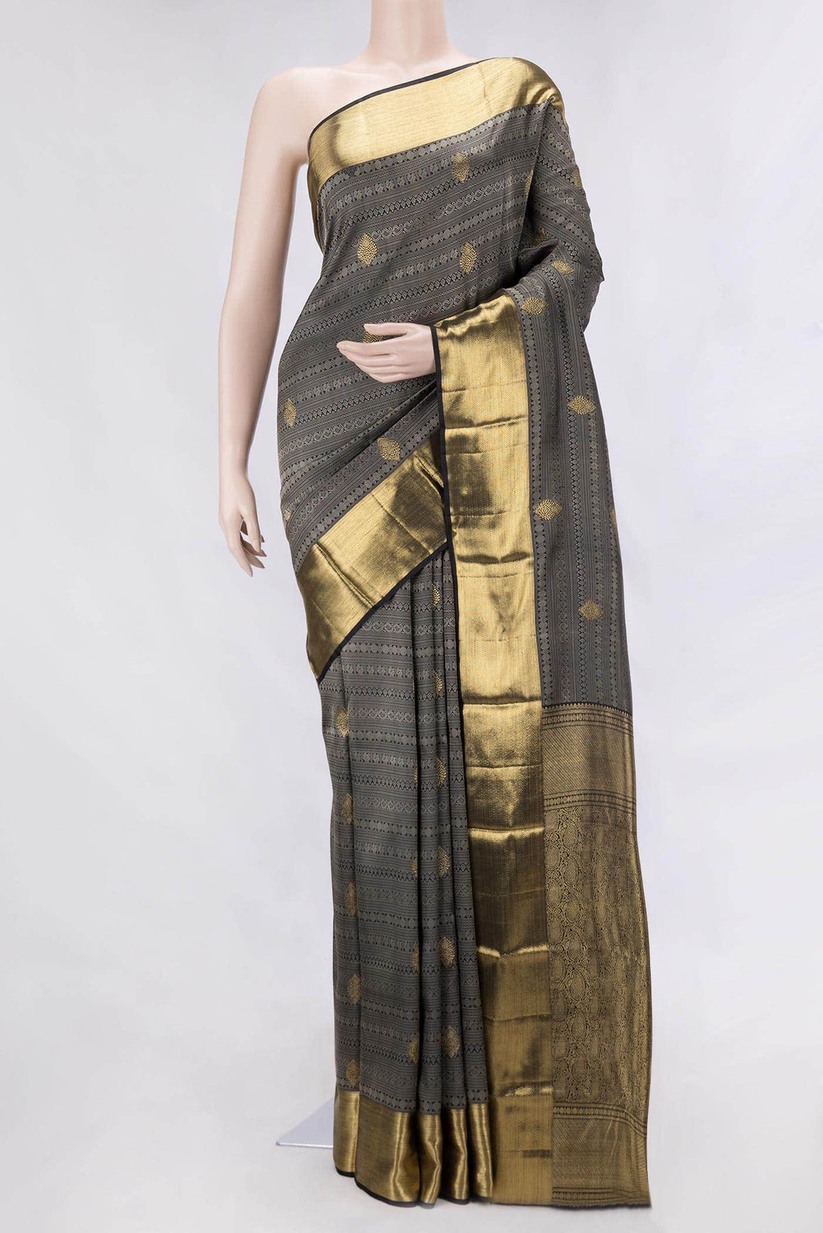 Pure Silk Pure Zari Black Kanjivaram Saree
