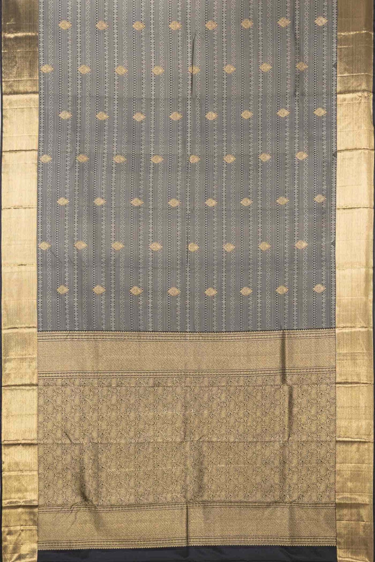 Pure Silk Pure Zari Black Kanjivaram Saree