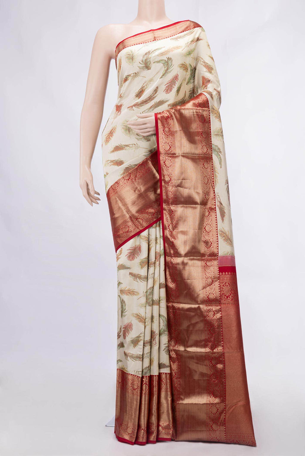 Beige Kanchipuram Silk Saree