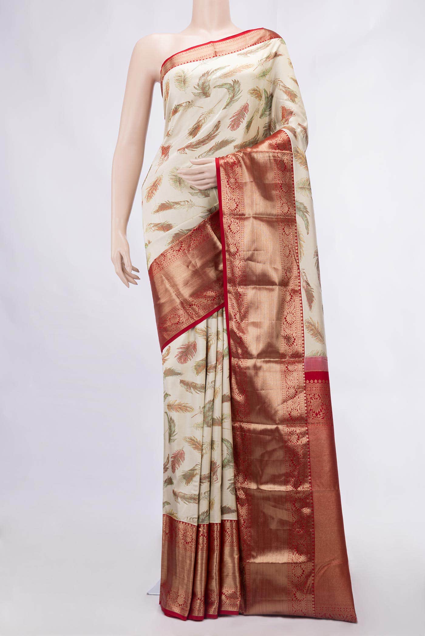 Beige Kanchipuram Silk Saree