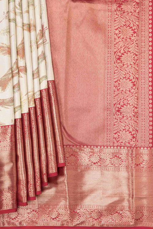 Beige Kanjivaram Silk Saree
