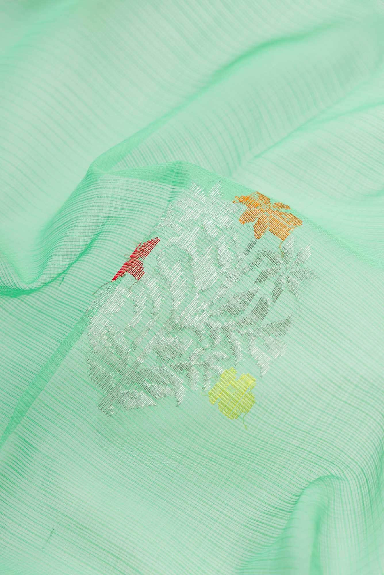 Pure Silk Pure Zari Green Dual Tone Kota Saree
