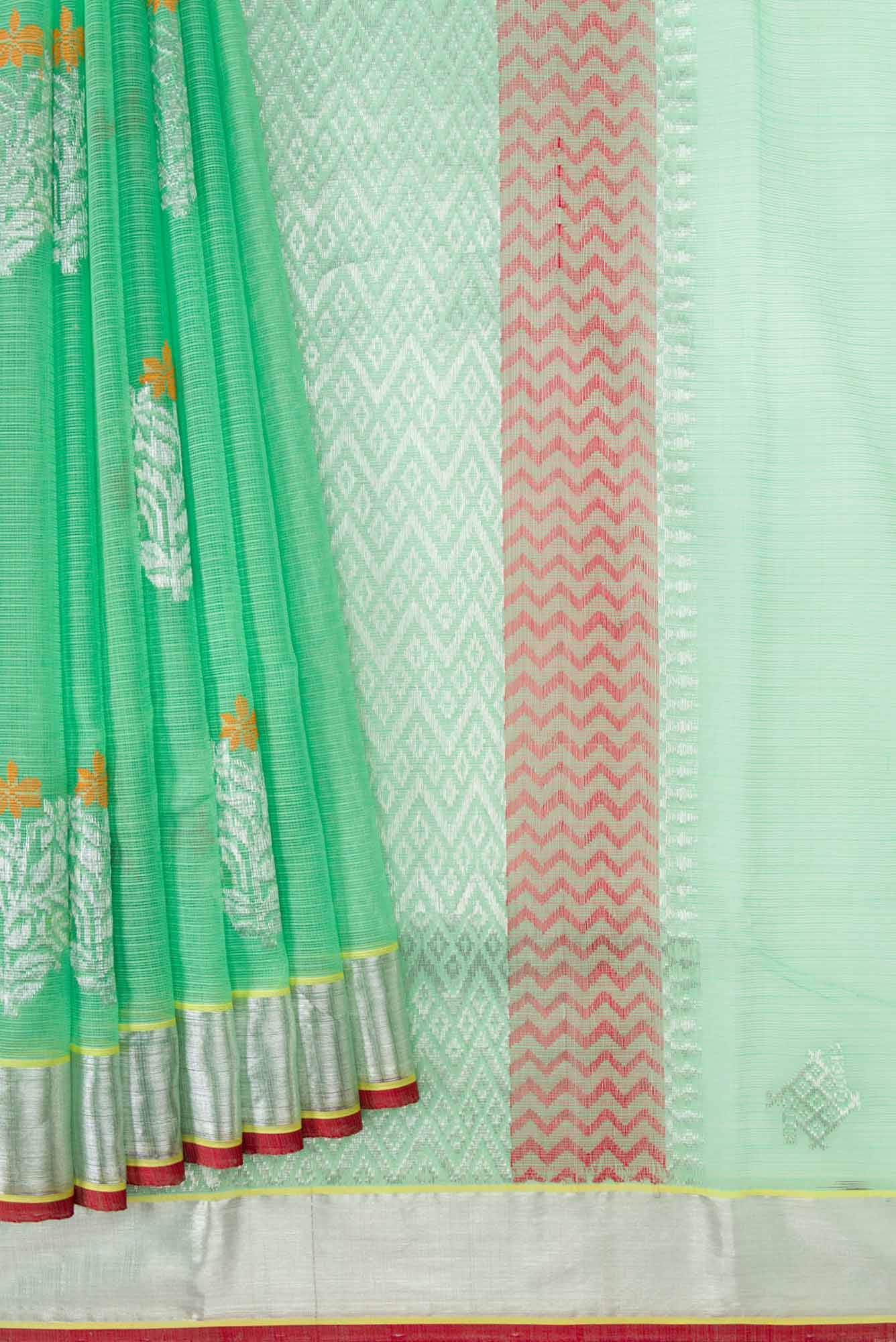 Pure Silk Pure Zari Green Dual Tone Kota Saree