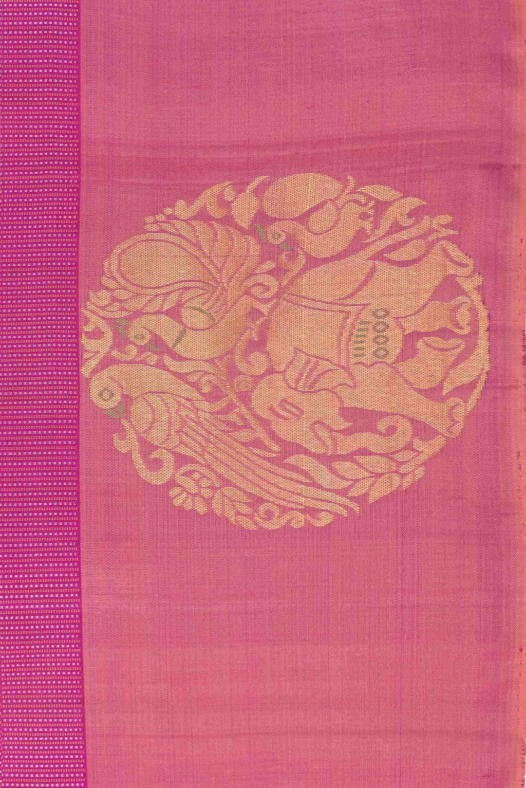 Pure Silk Pure Zari Pink Dual Tone Kanchipuram Saree