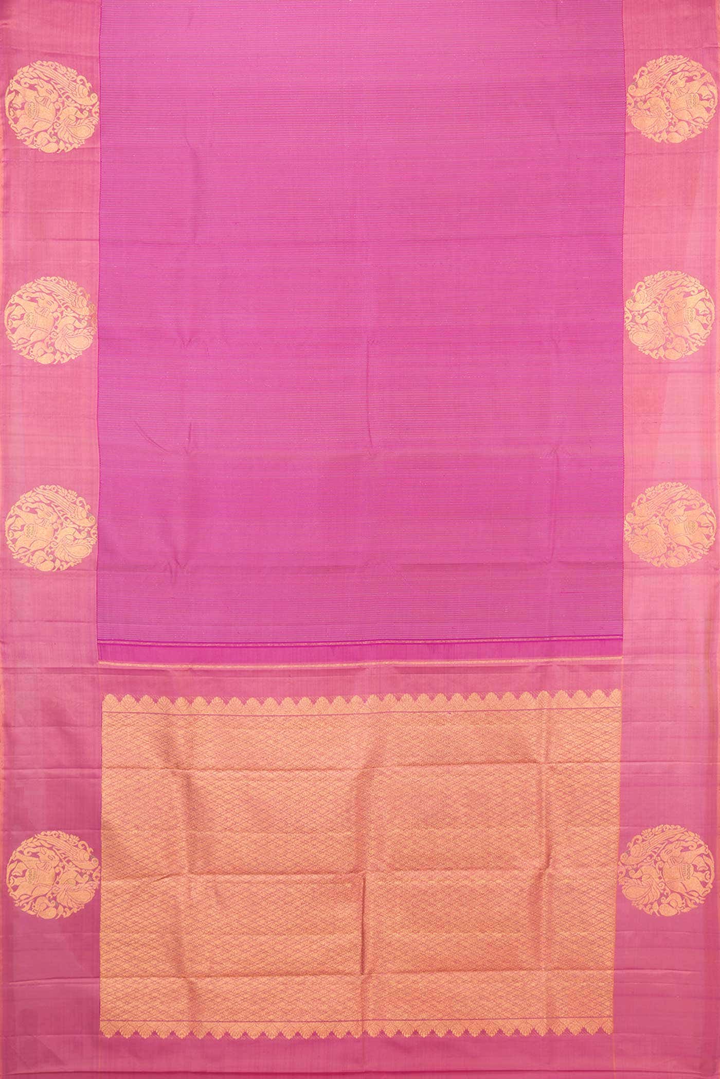 Pure Silk Pure Zari Pink Dual Tone Kanchipuram Saree