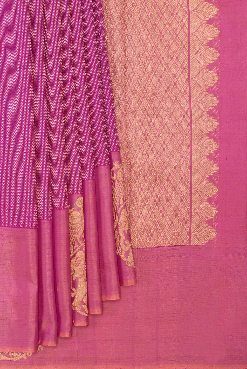 Pure Silk Pure Zari Pink Dual Tone Kanchipuram Saree