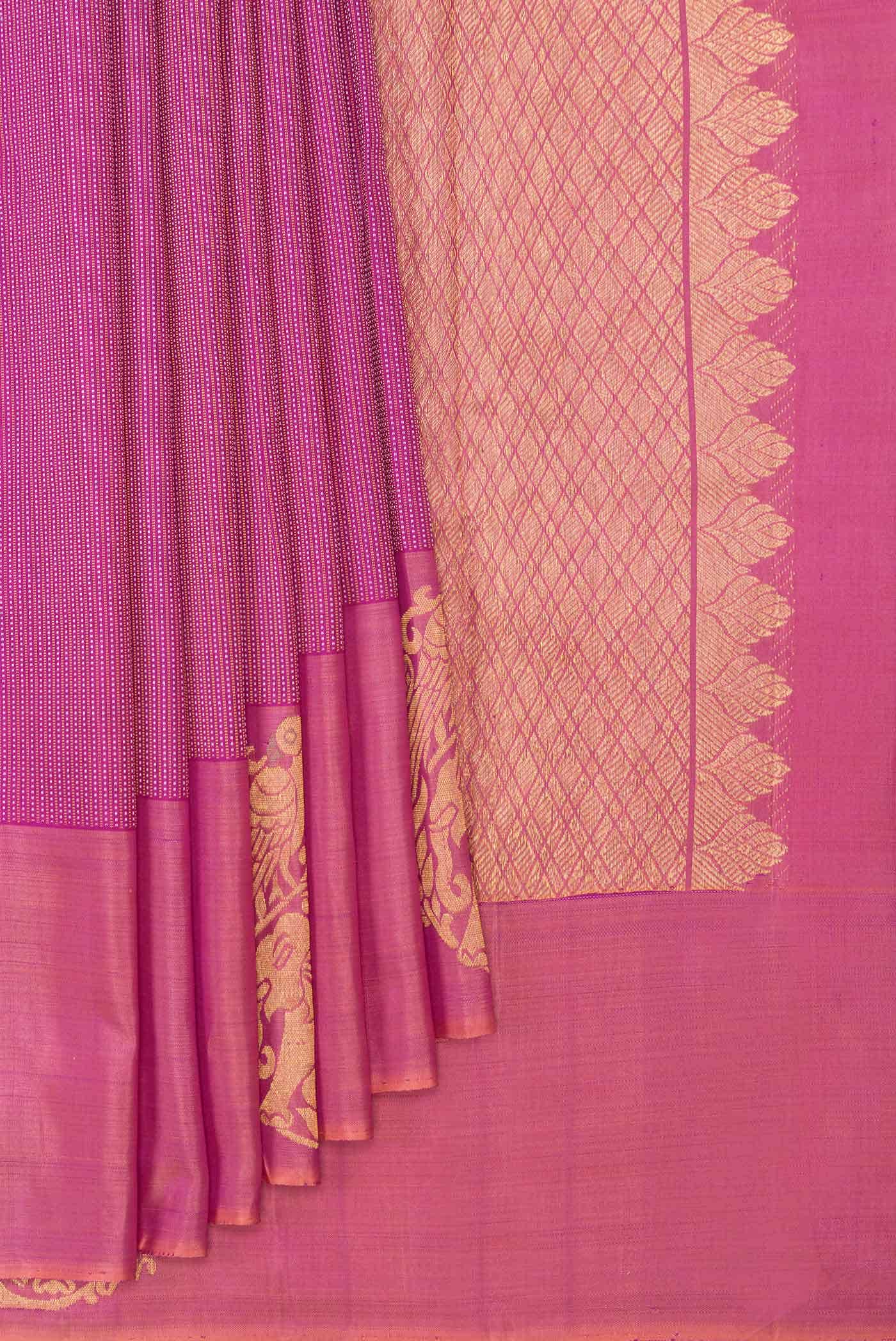 Pure Silk Pure Zari Pink Dual Tone Kanchipuram Saree