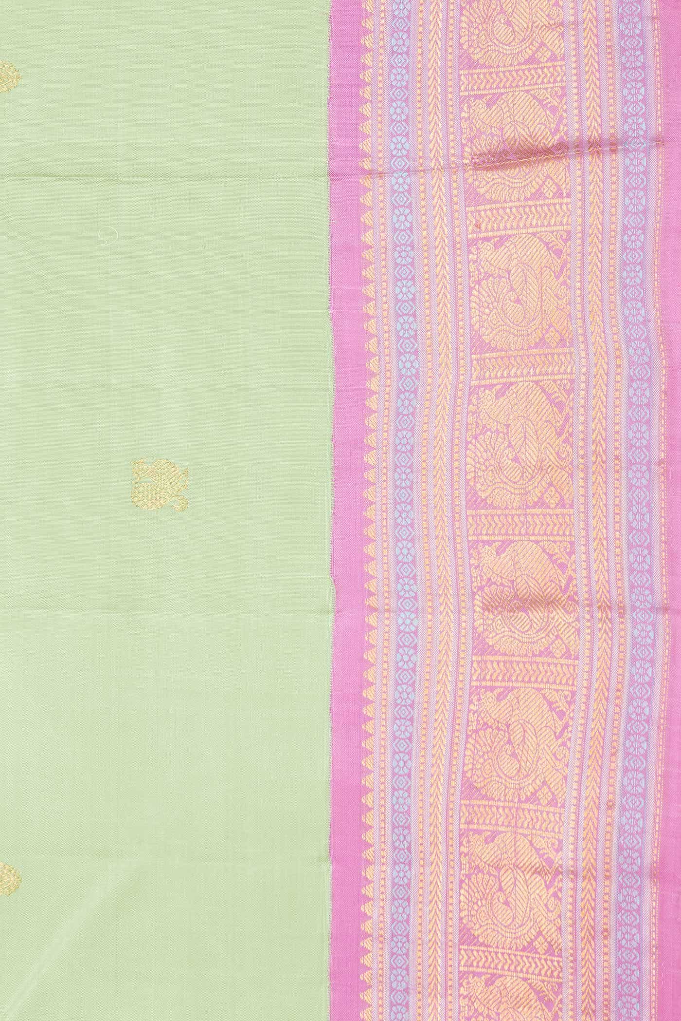 Pure Silk Pure Zari Pista Green Kanchipuram Saree