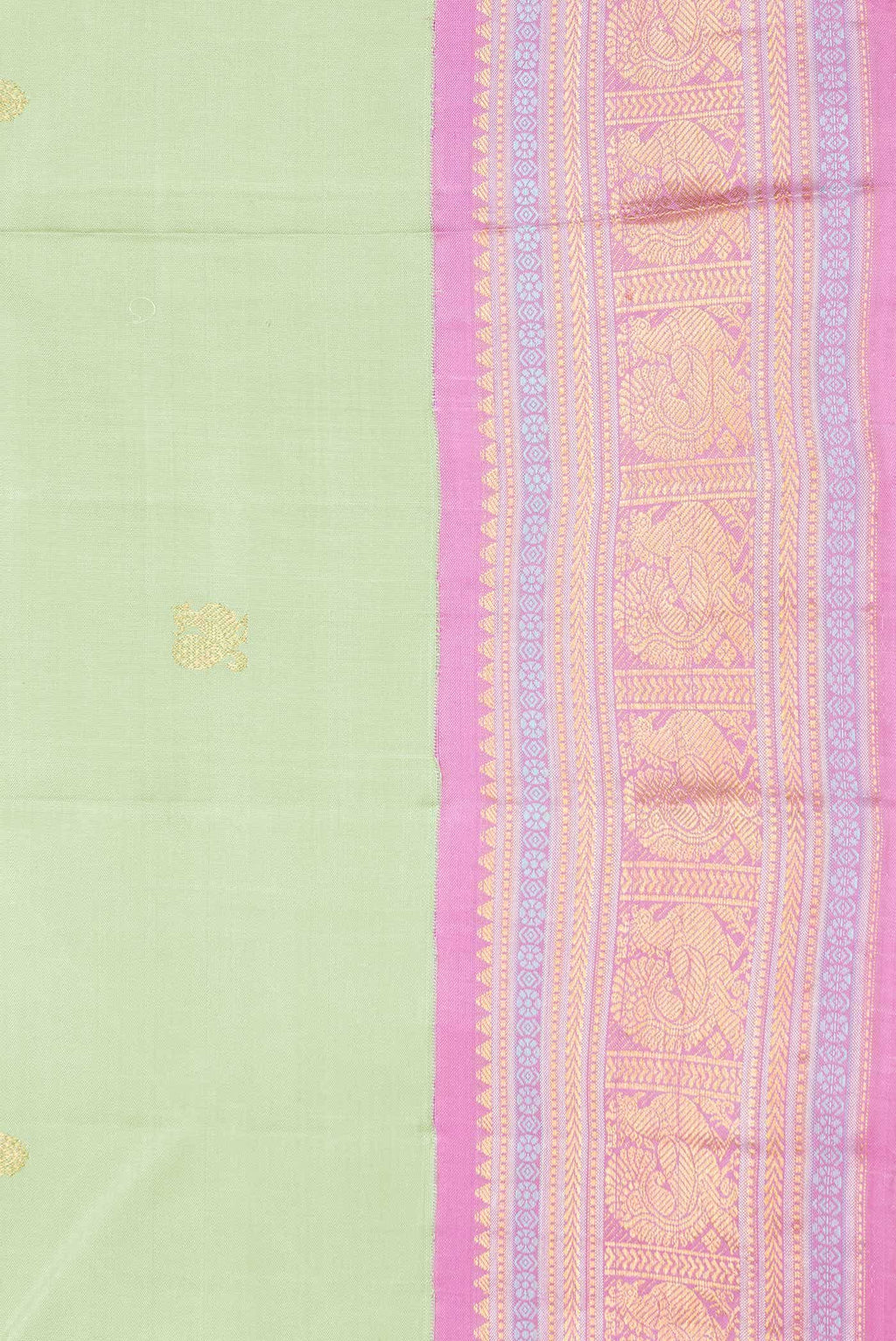Pure Silk Pure Zari Pista Green Kanchipuram Saree