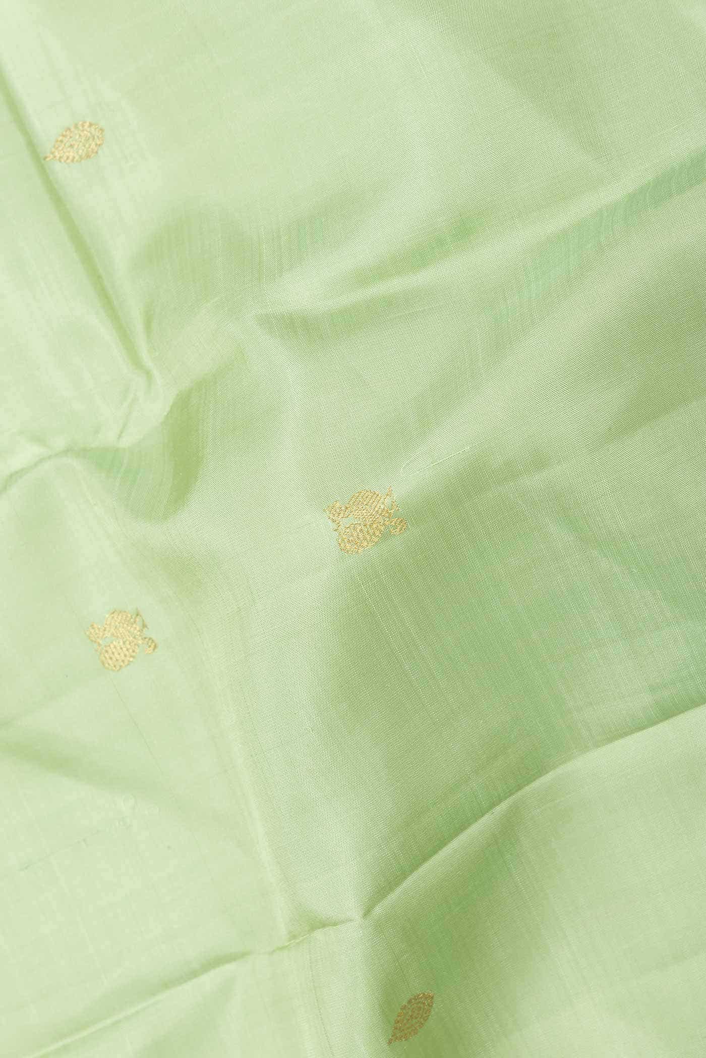 Pure Silk Pure Zari Pista Green Kanchipuram Saree