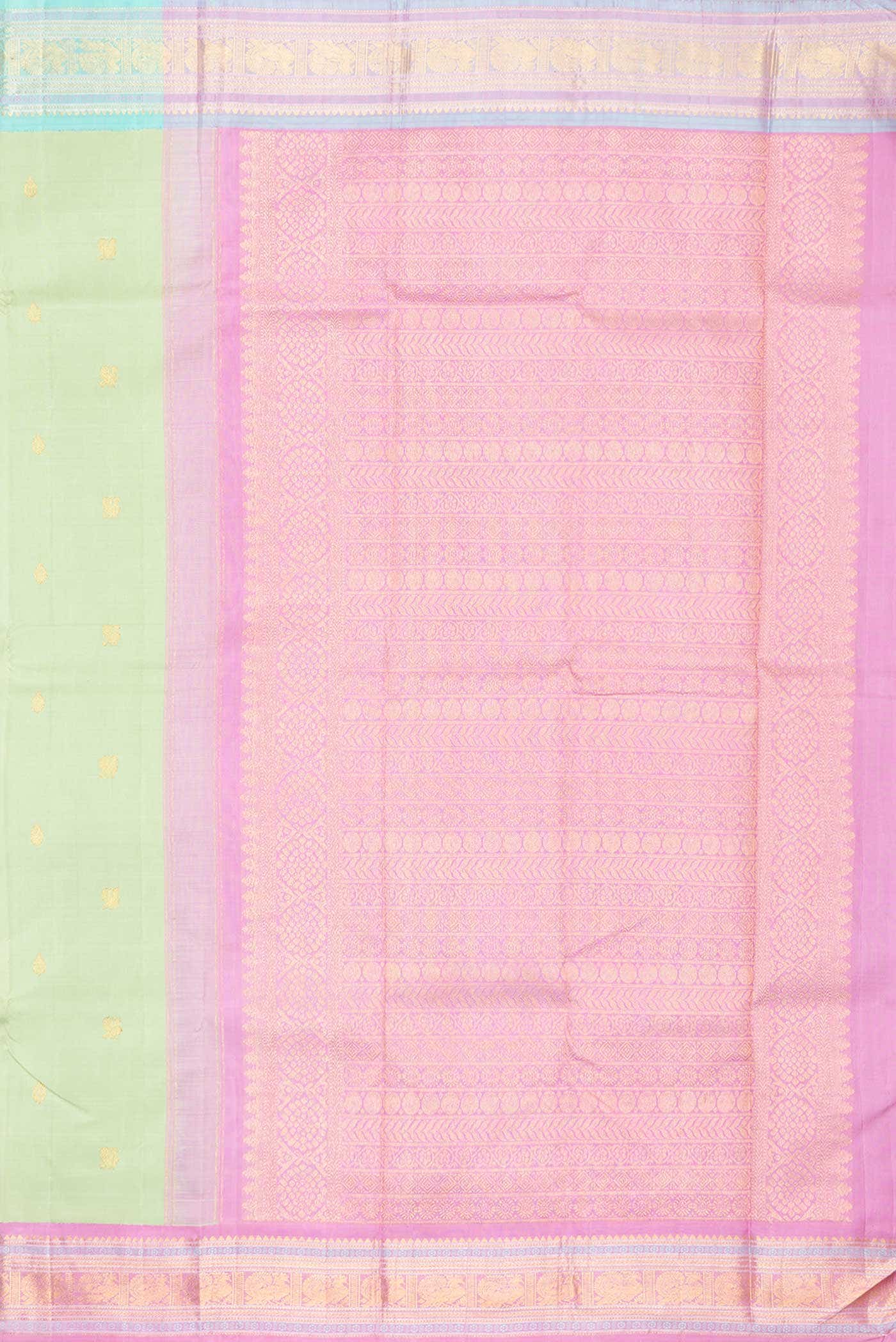 Pure Silk Pure Zari Pista Green Kanchipuram Saree