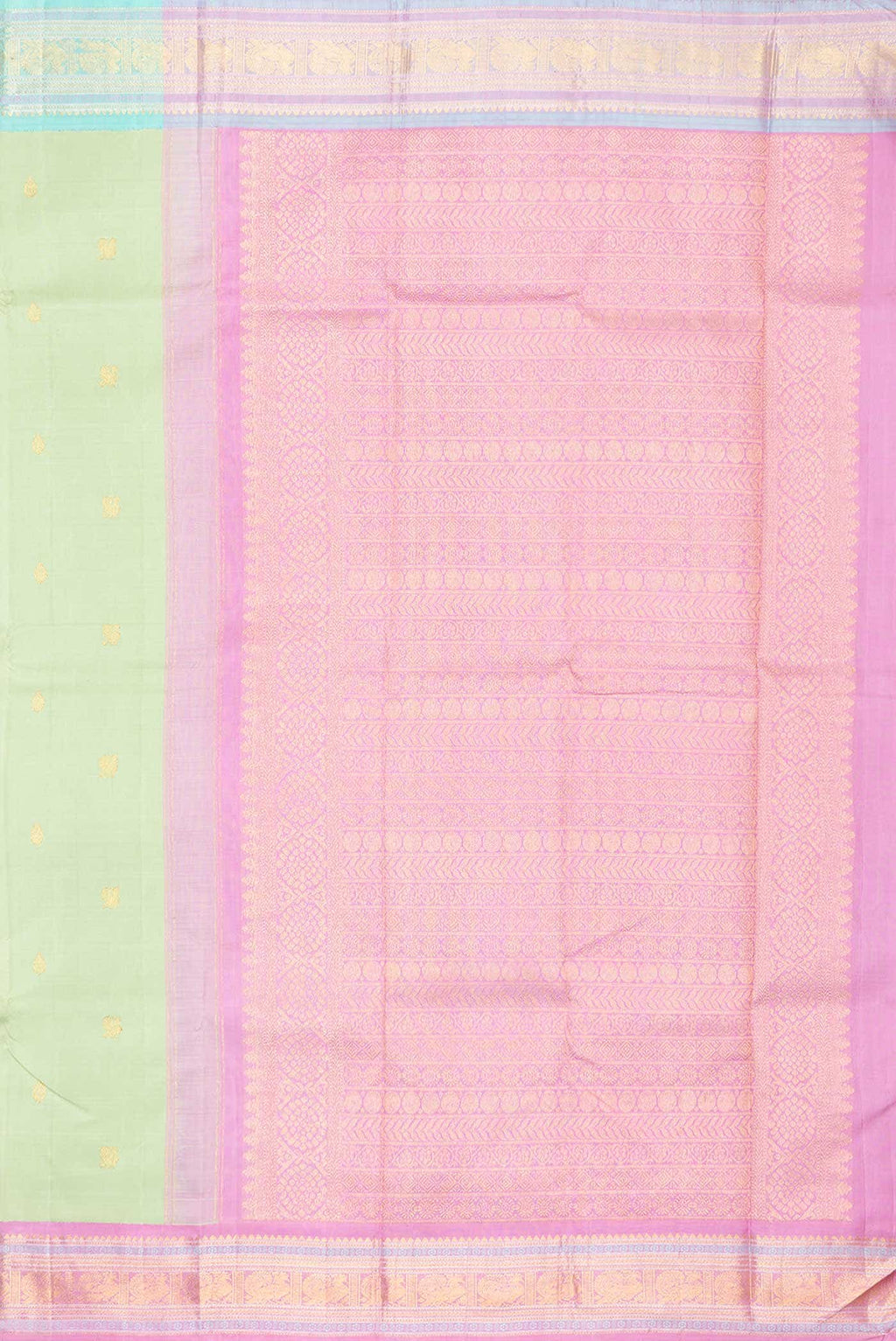 Pure Silk Pure Zari Pista Green Kanchipuram Saree