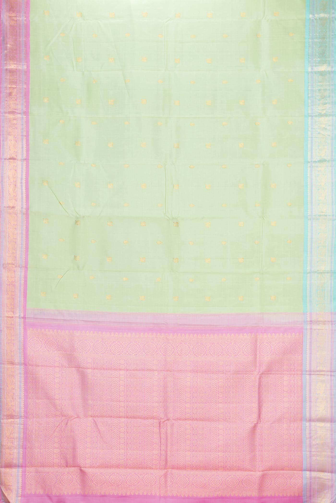 Pure Silk Pure Zari Pista Green Kanchipuram Saree