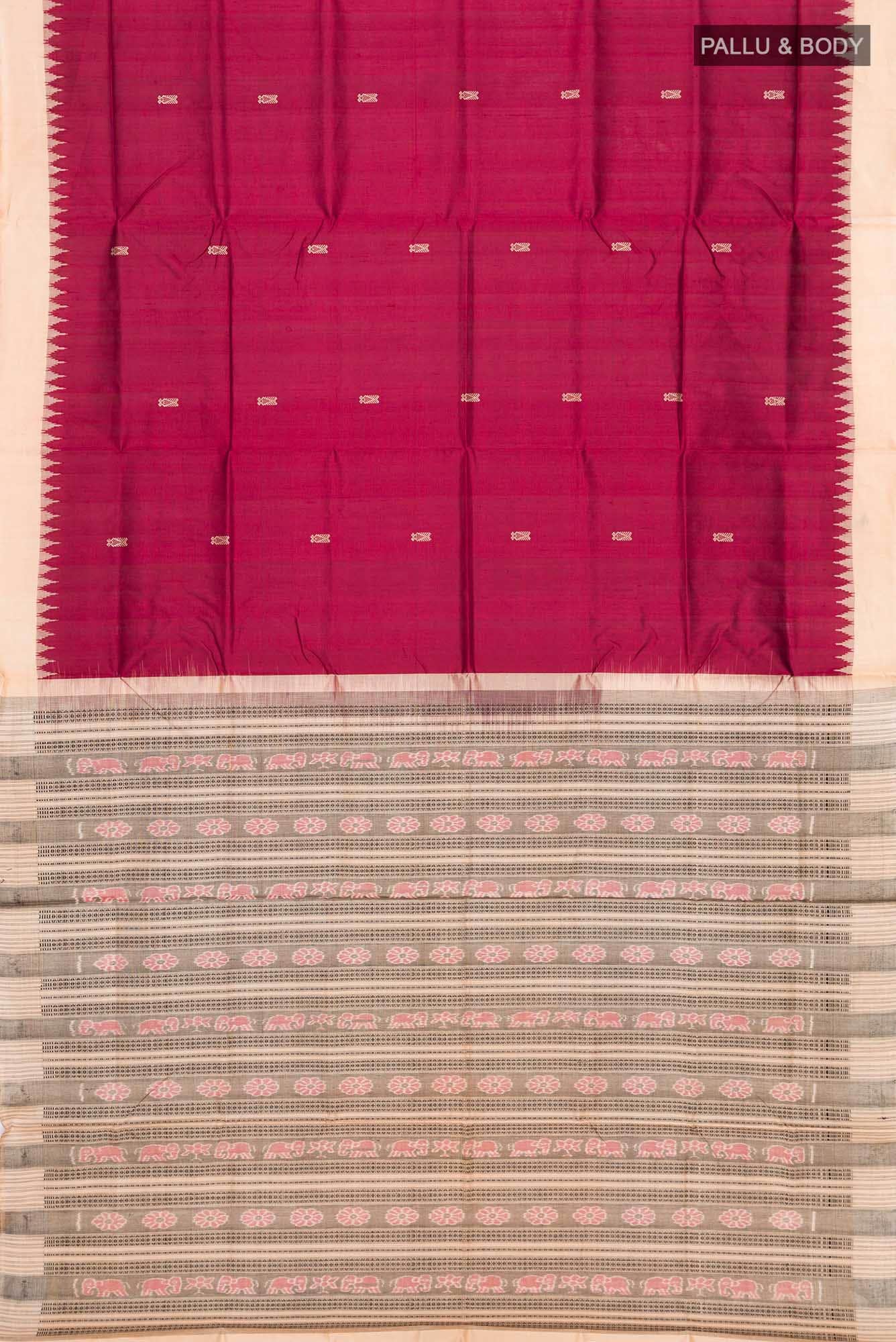 Maroon Orissa Silk Saree