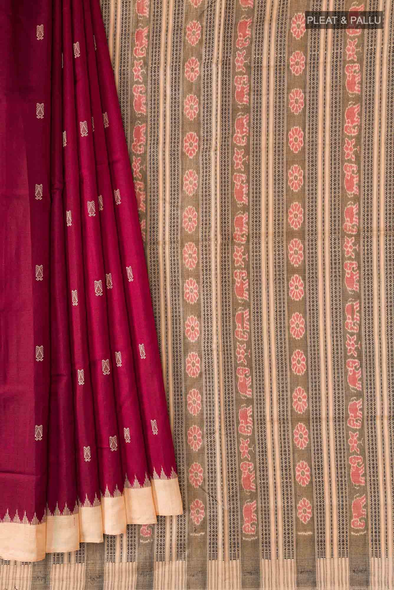 Maroon Orissa Silk Saree