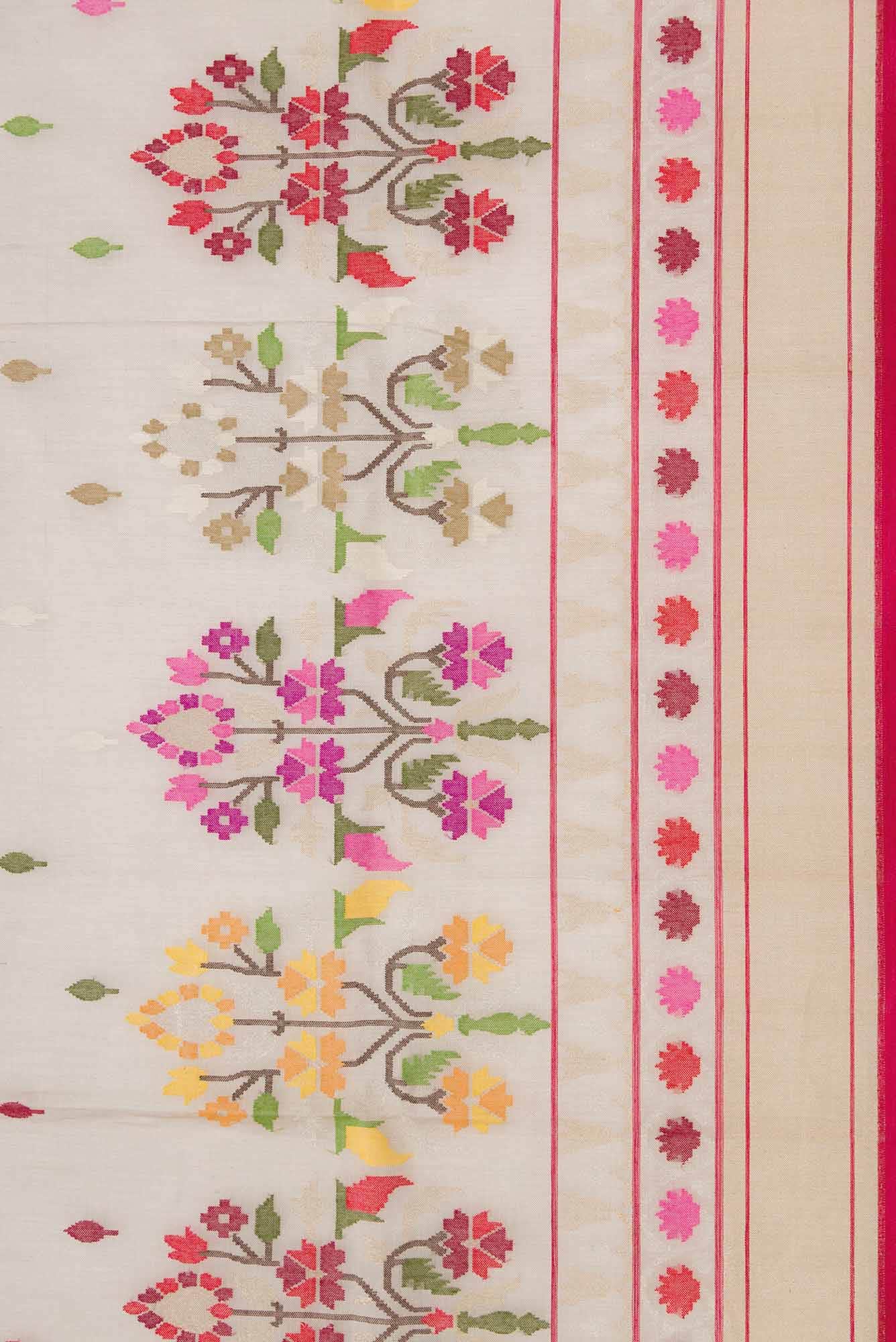 Pure Silk Pure Zari Rose pink Dual Tone Banarasi Cotton Saree