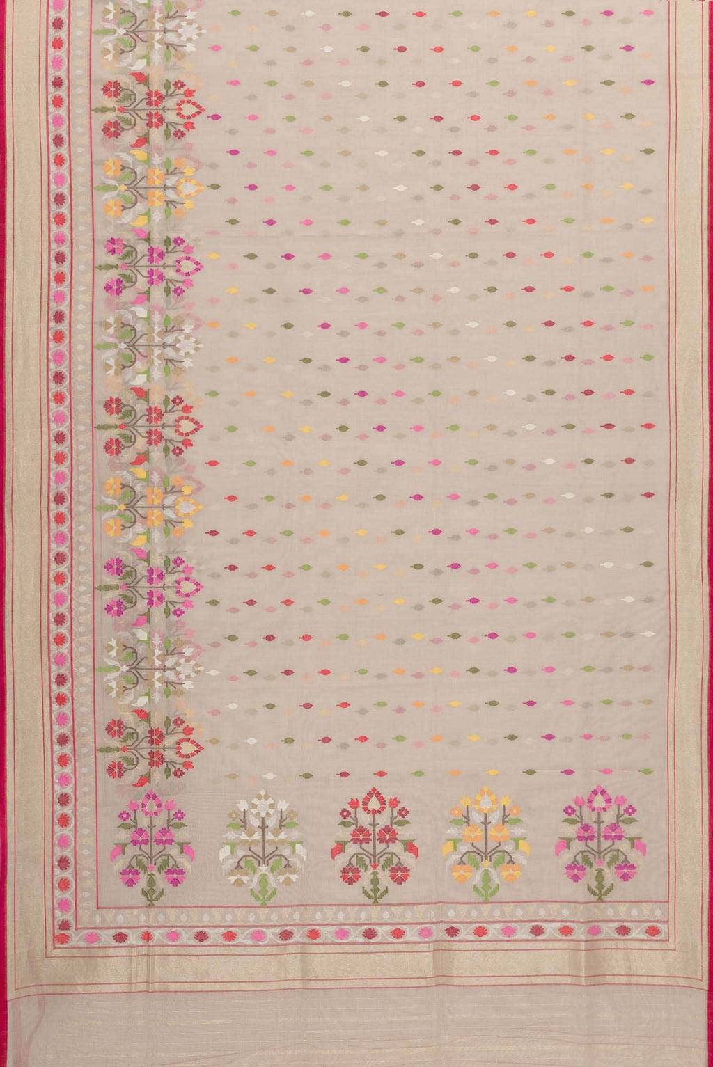 Pure Silk Pure Zari Rose pink Dual Tone Banarasi Cotton Saree