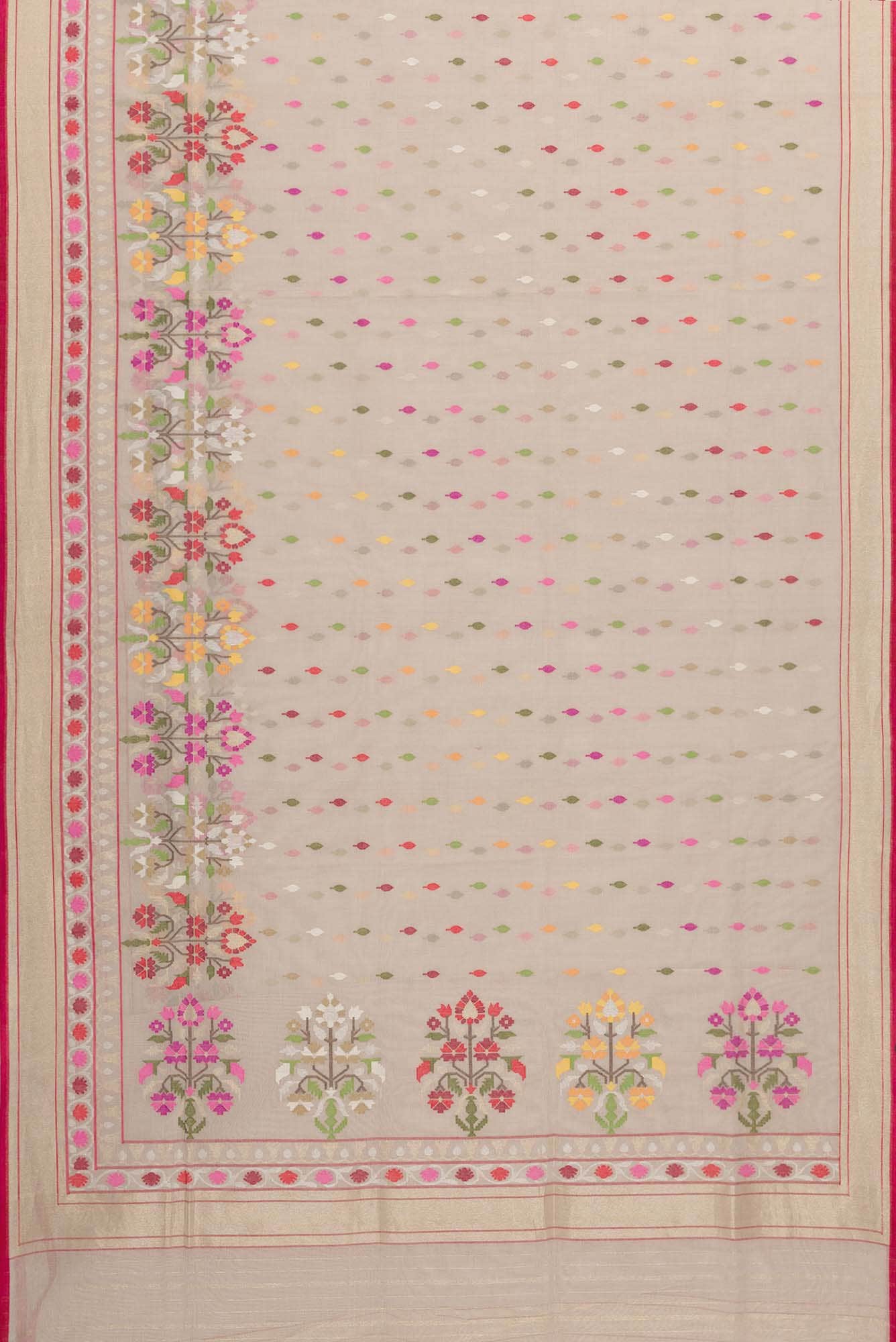 Pure Silk Pure Zari Rose pink Dual Tone Banarasi Cotton Saree