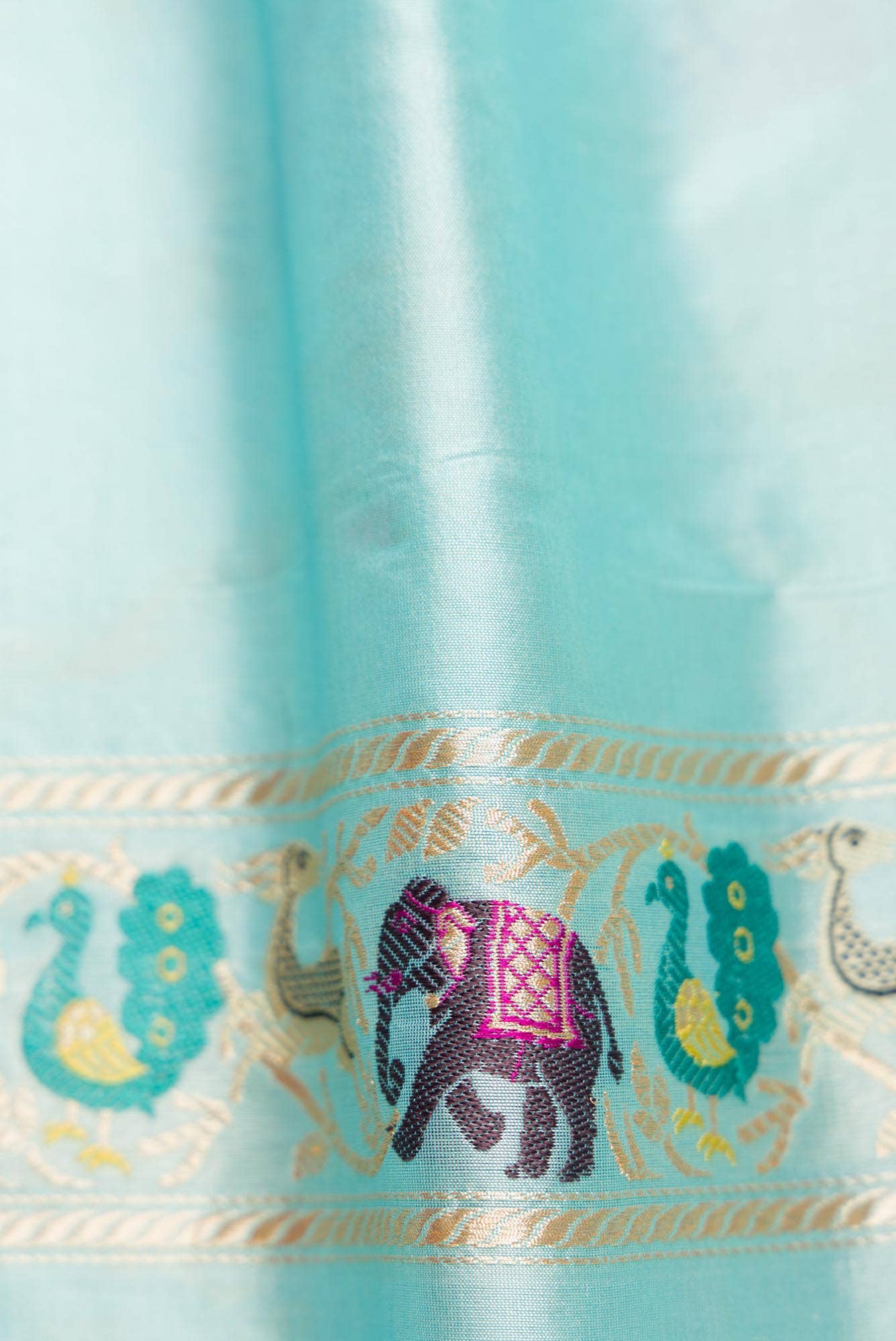 Sky Blue Dual Tone Banarasi Silk Saree