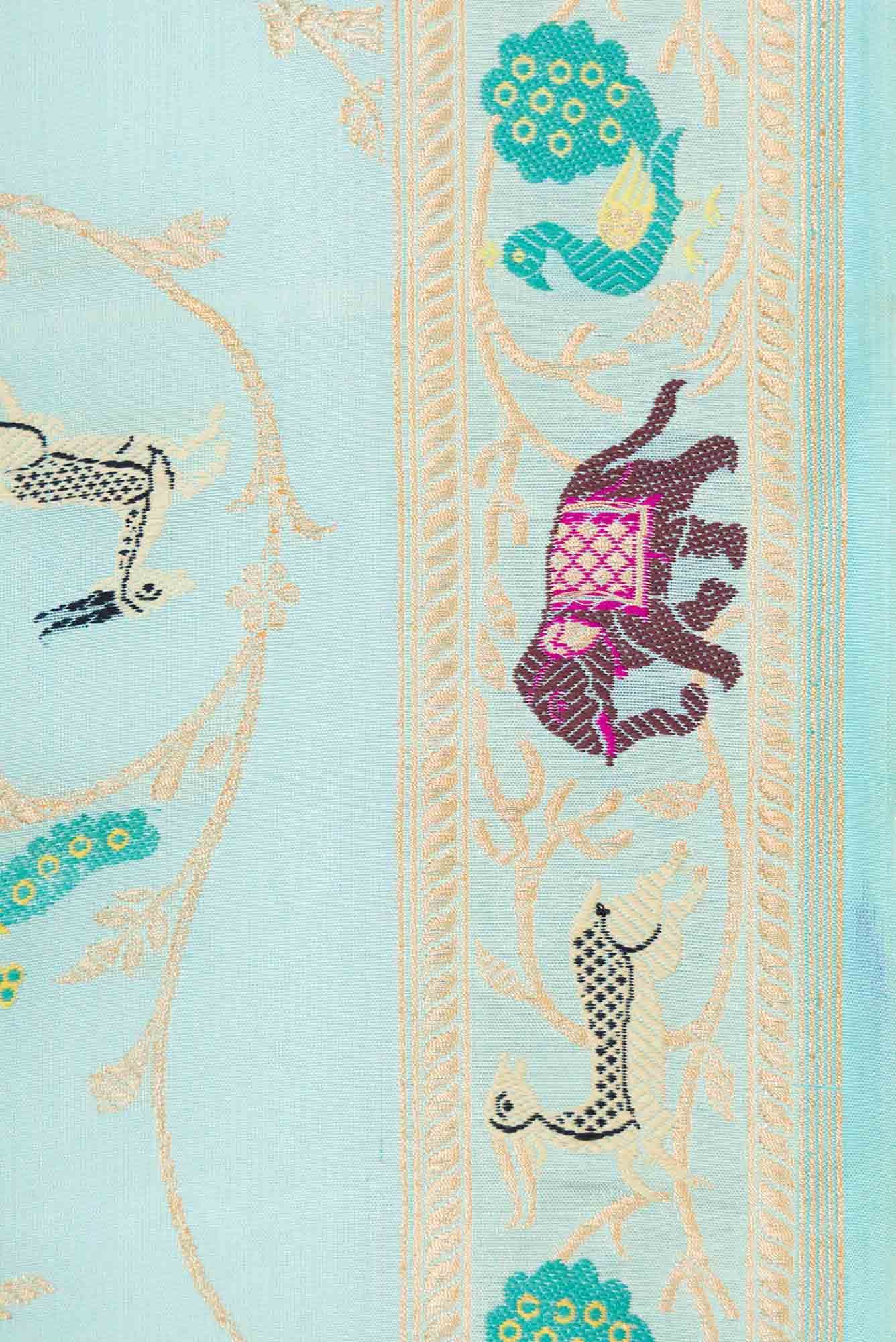 Sky Blue Dual Tone Banarasi Silk Saree