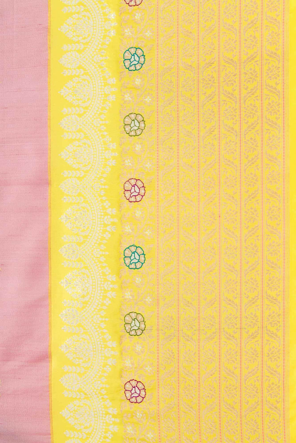 Pure Silk Pure Zari Pink and Off White Dual Tone Banarasi Saree