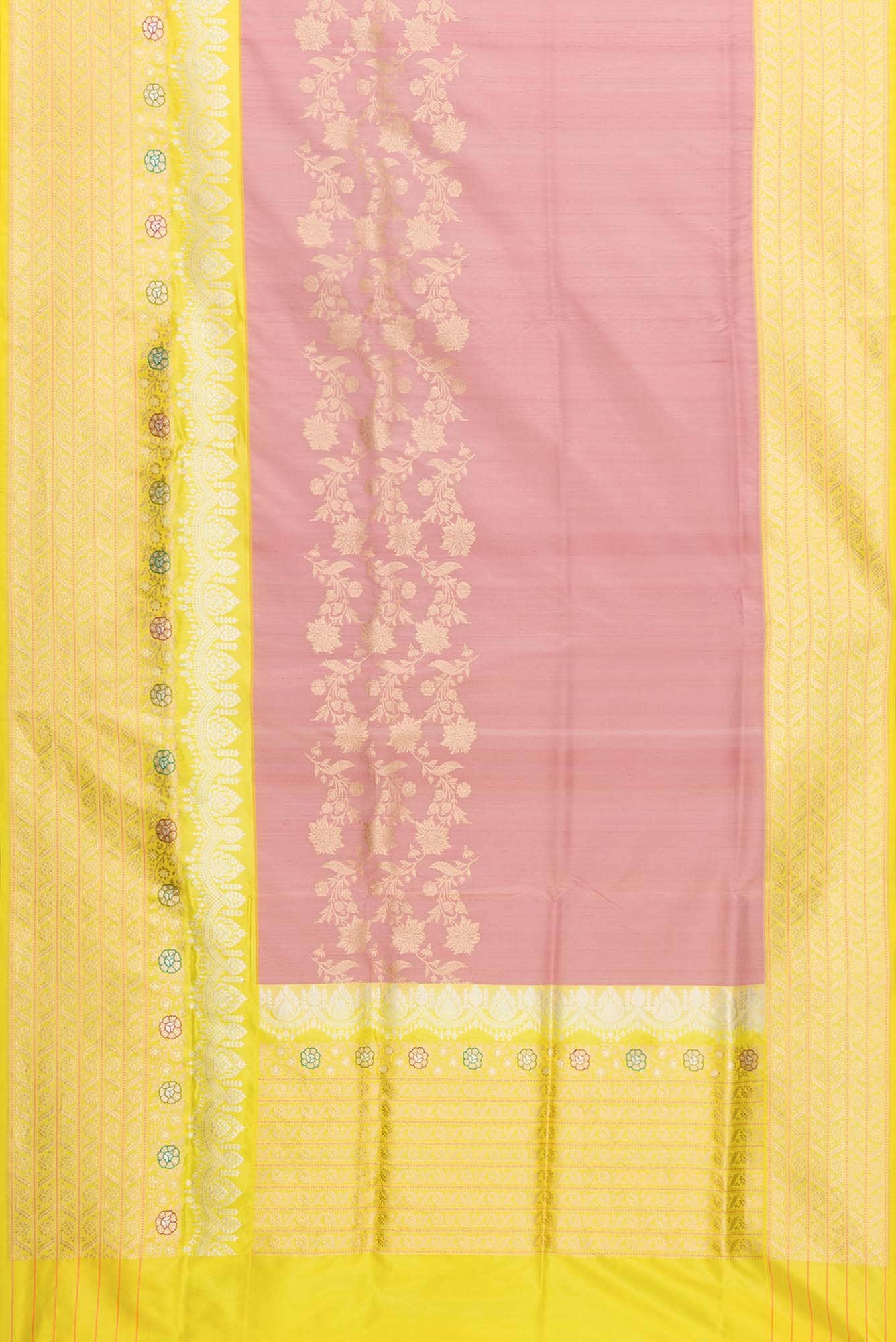 Pure Silk Pure Zari Pink and Off White Dual Tone Banarasi Saree