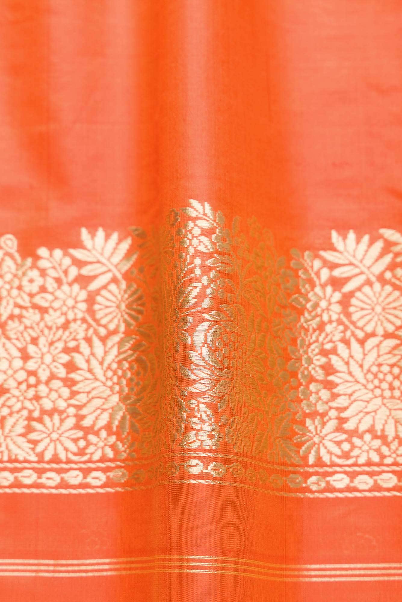 Orange Dual Tone Banarasi Silk Saree