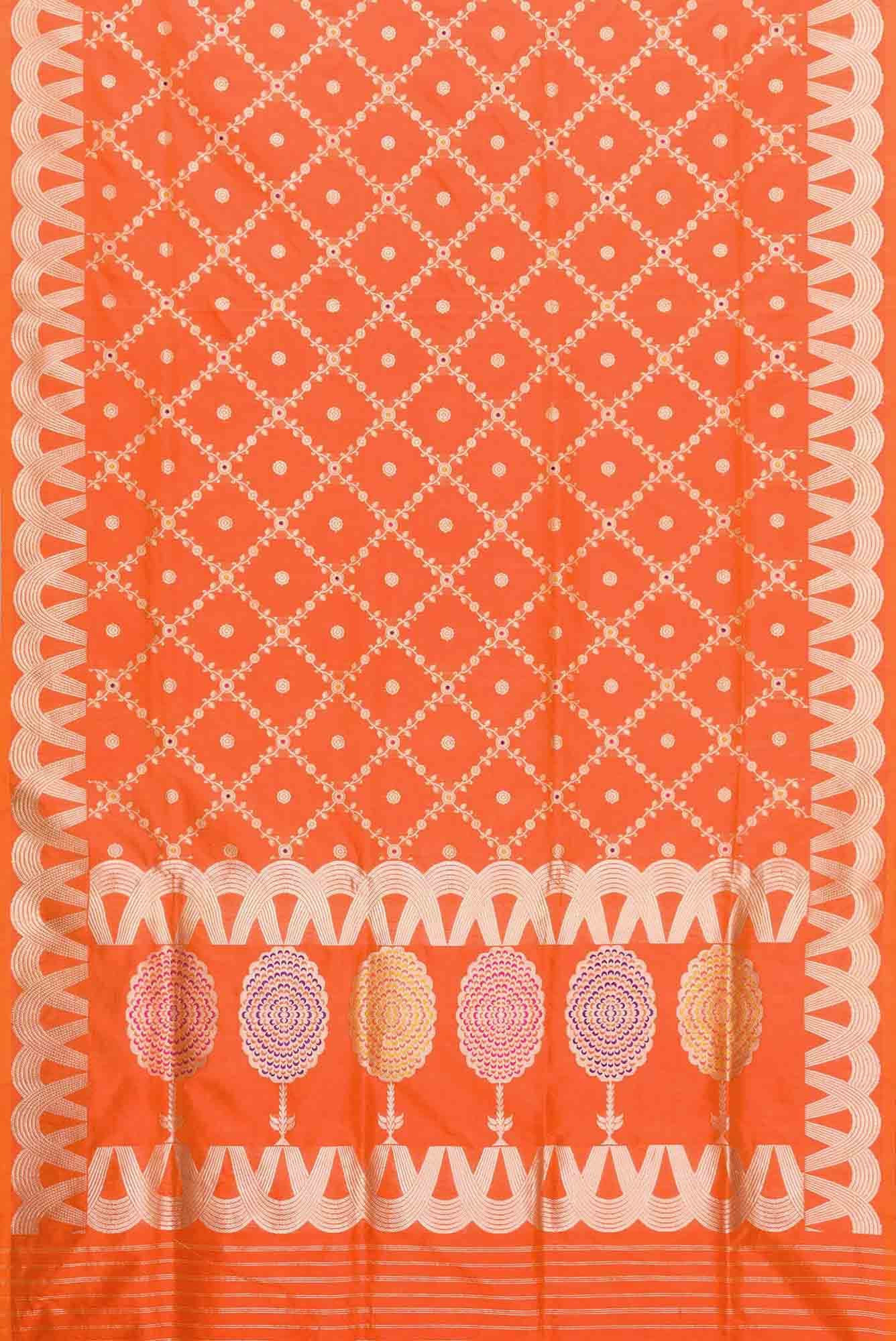 Orange Dual Tone Banarasi Silk Saree