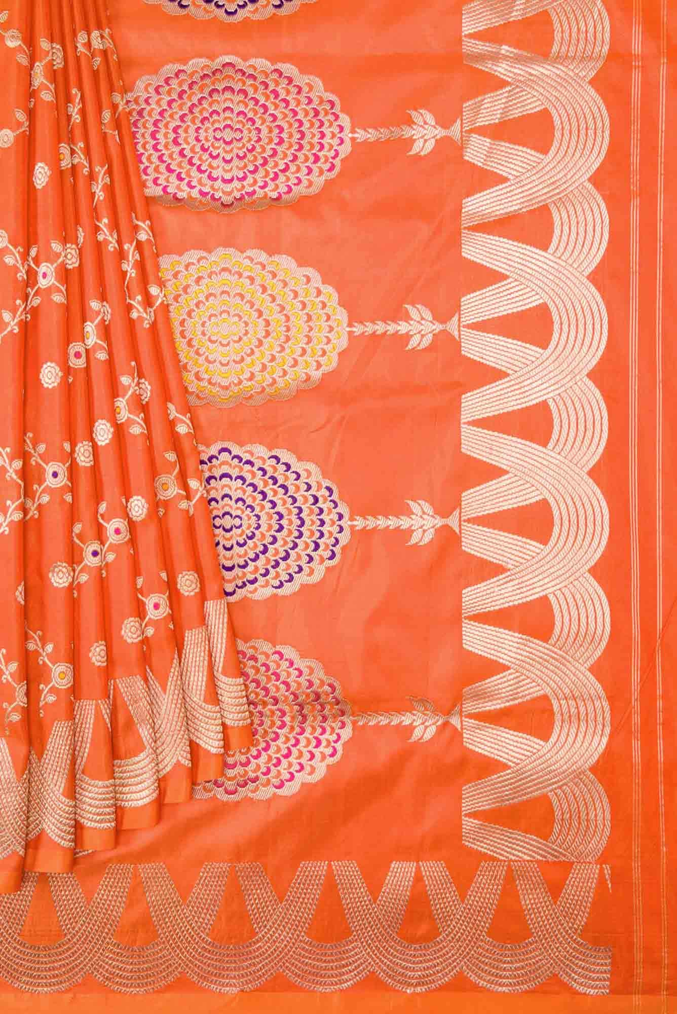 Orange Dual Tone Banarasi Silk Saree