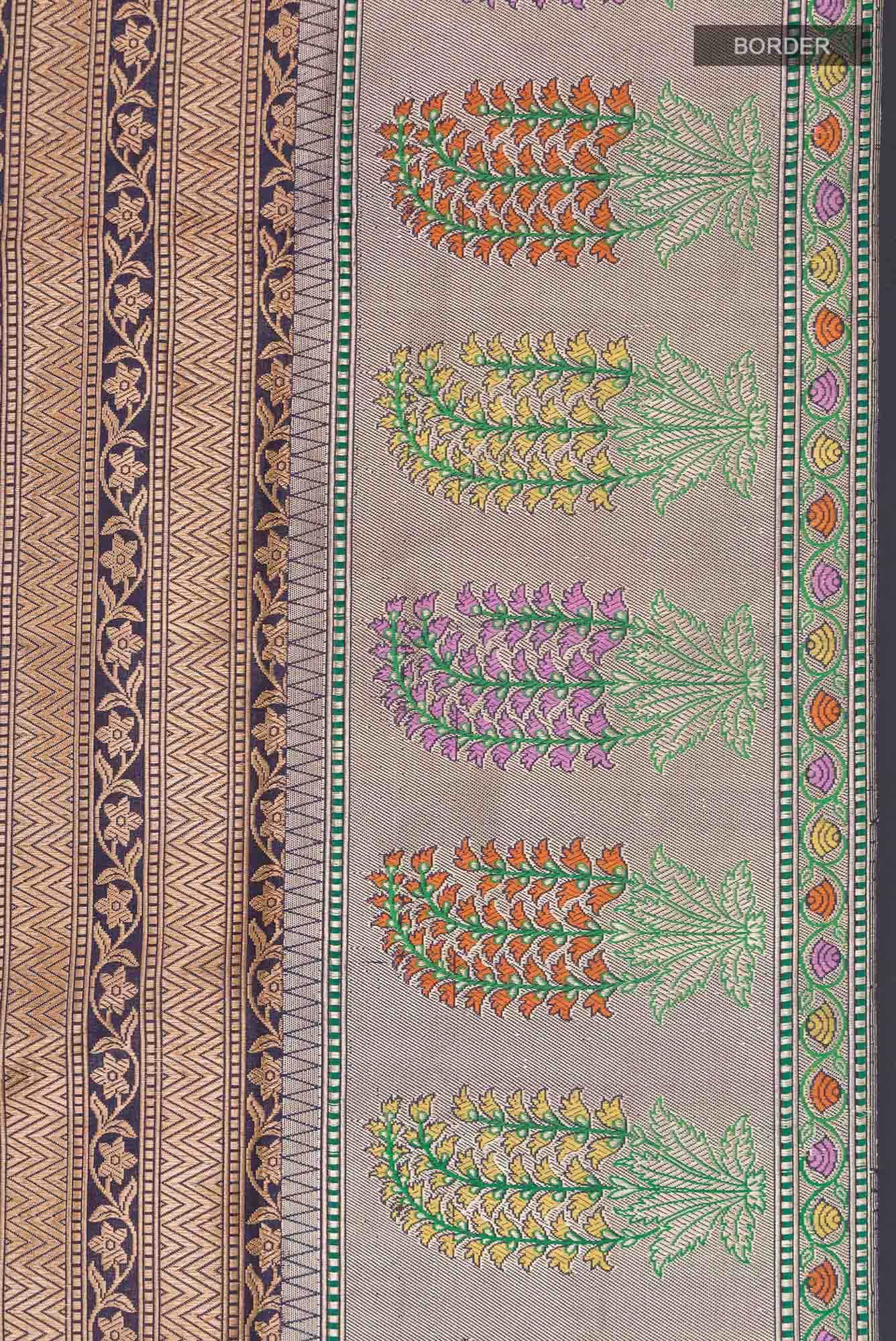 Pure Silk Pure Zari Navy Blue Banarasi Saree