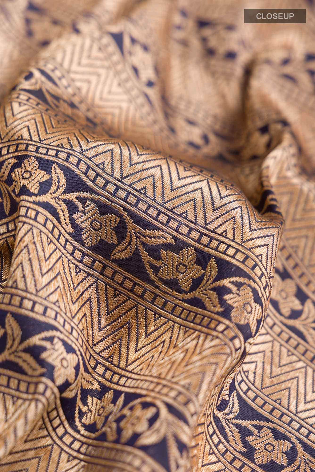 Pure Silk Pure Zari Navy Blue Banarasi Saree