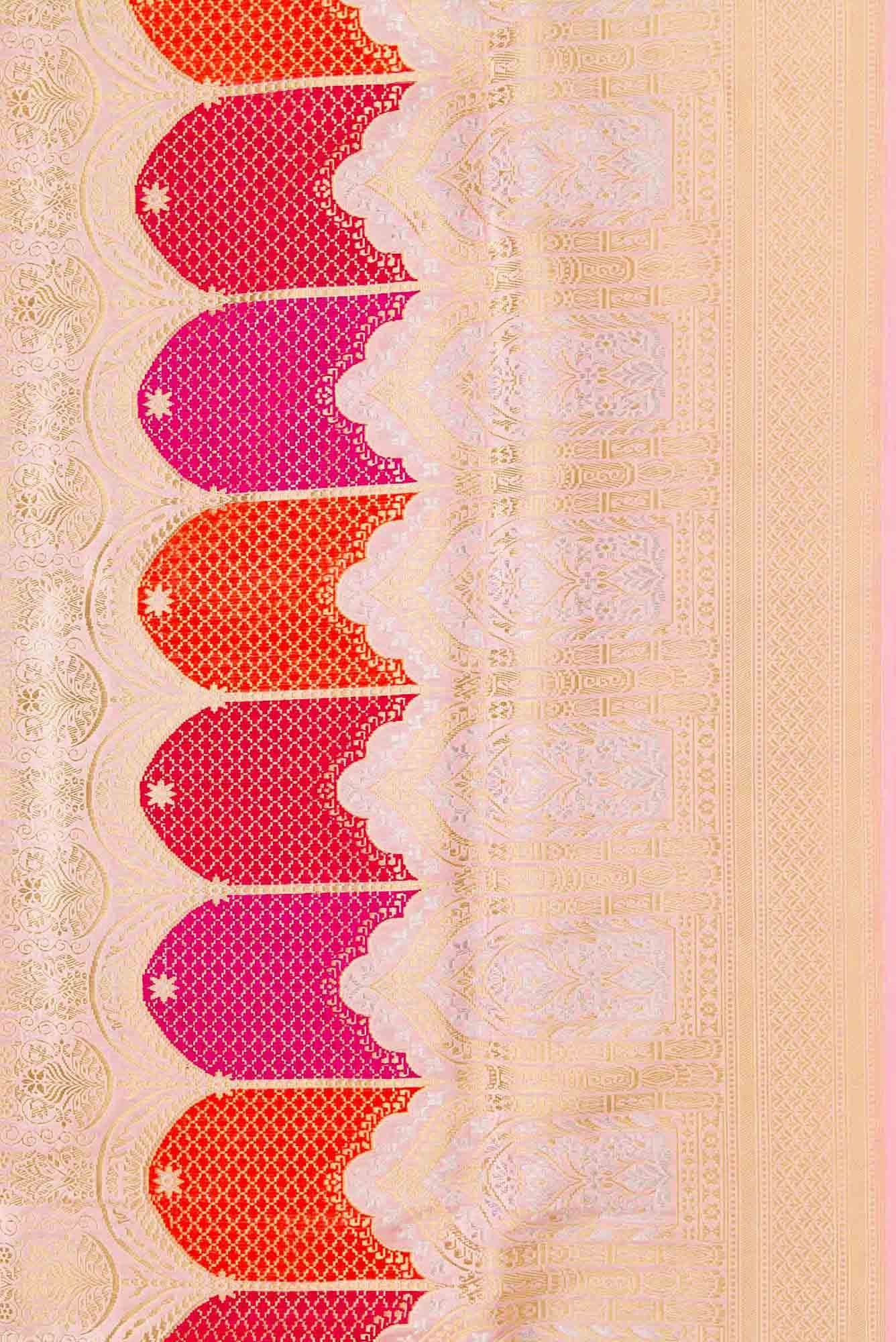 Pure Silk Pure Zari Pink Dual Tone Banarasi Saree