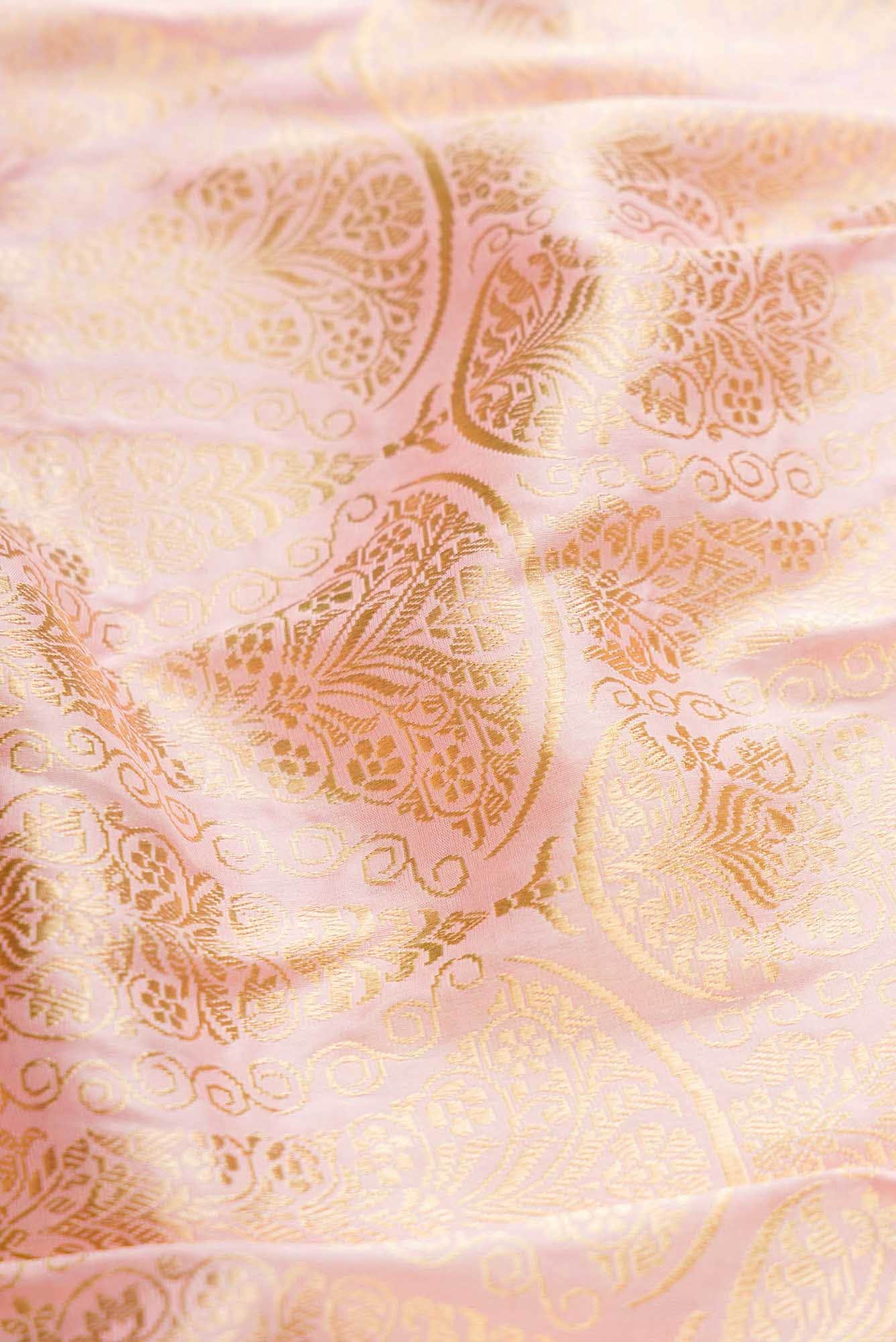 Pure Silk Pure Zari Pink Dual Tone Banarasi Saree