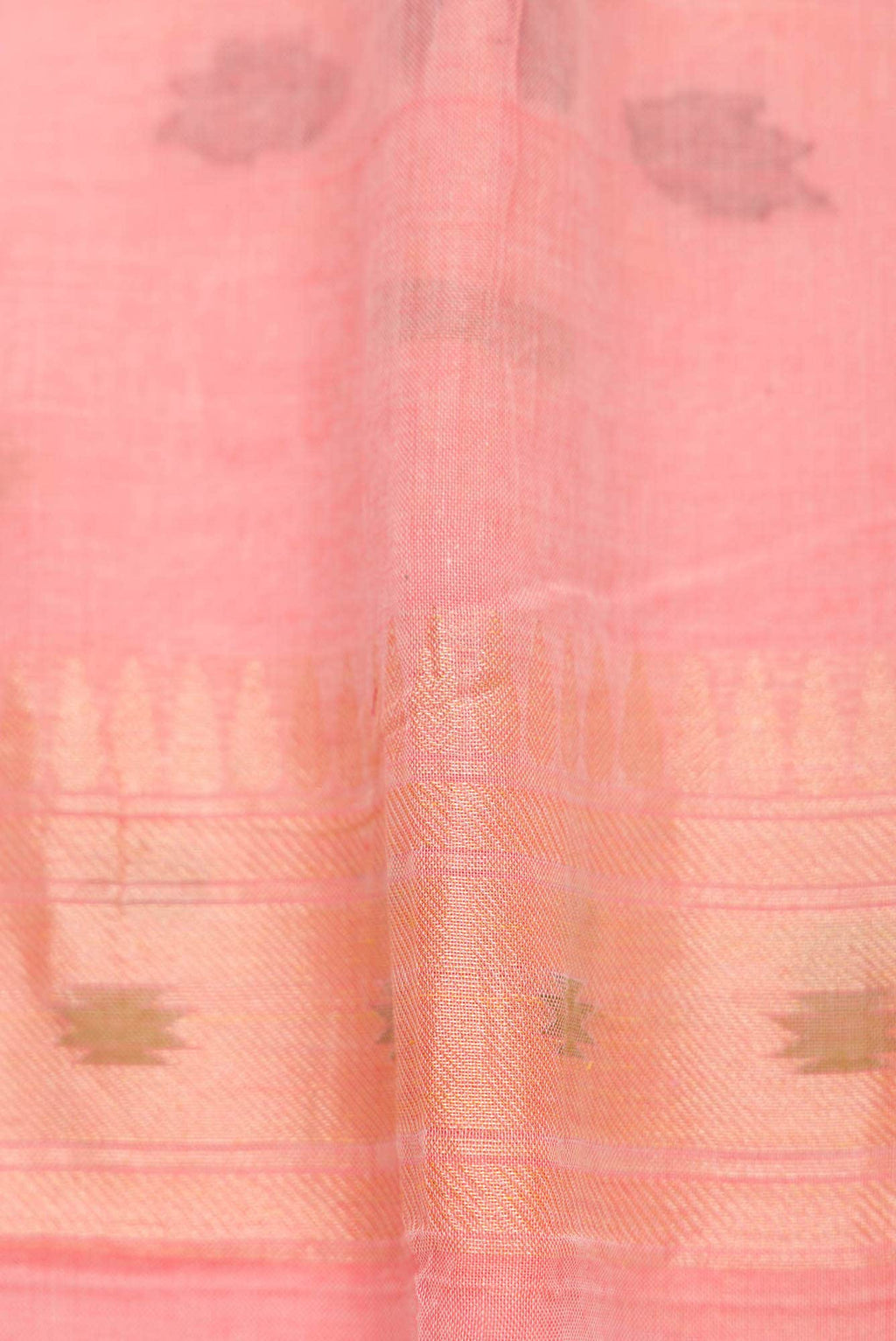 Pure Silk Pure Zari Peach Dual Tone Linen Saree