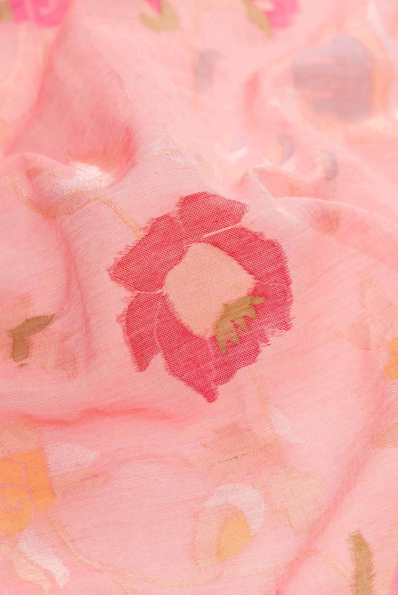Pure Silk Pure Zari Peach Dual Tone Linen Saree