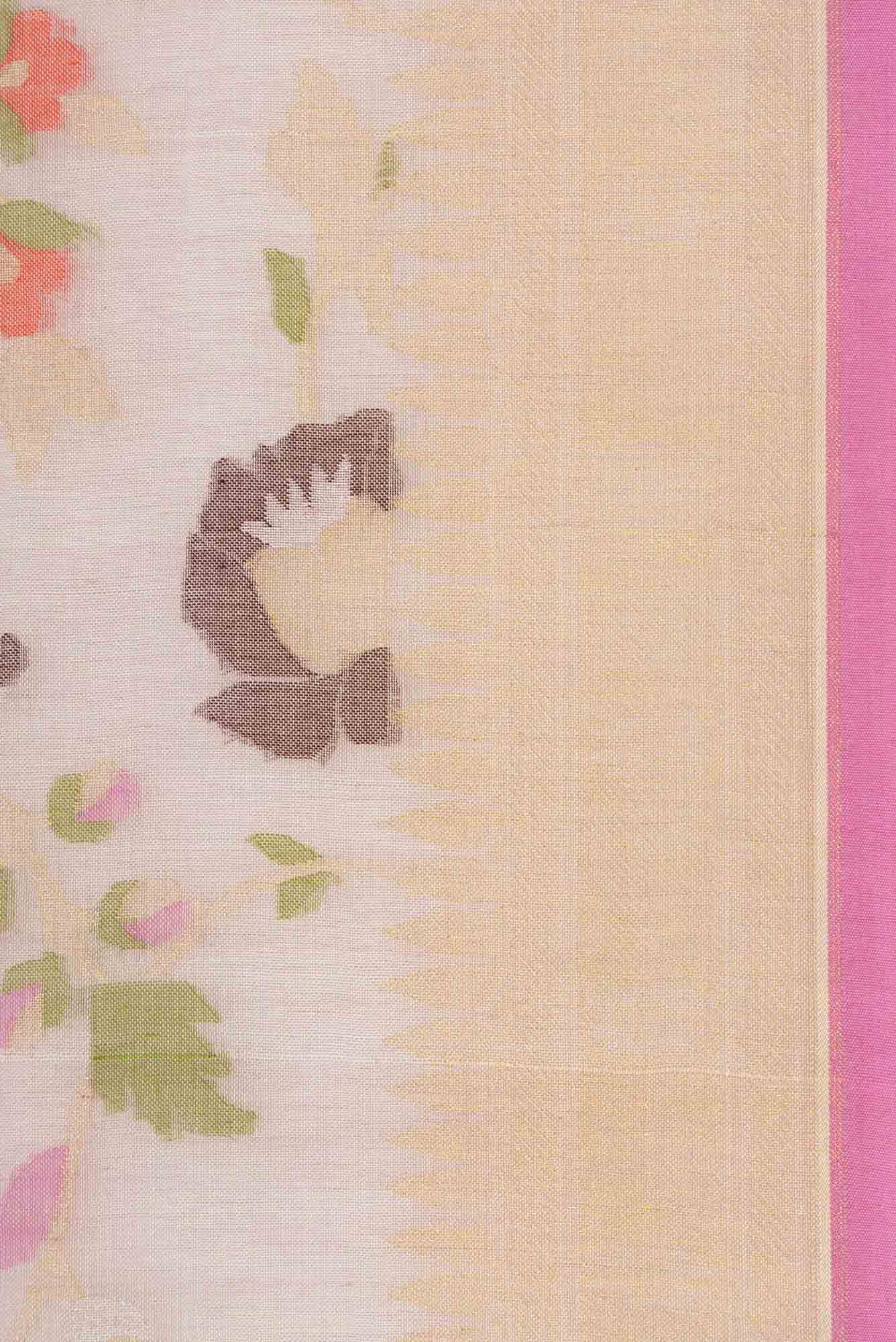 Pure Silk Pure Zari Rose pink Dual Tone Banarasi Cotton Saree