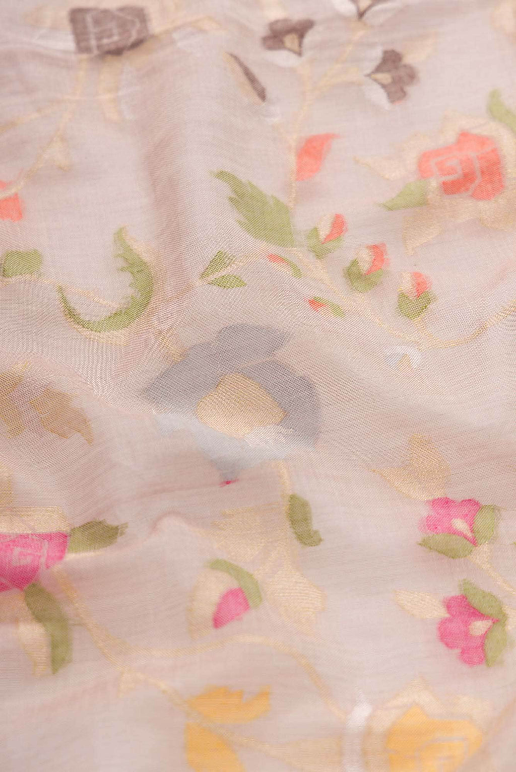 Pure Silk Pure Zari Rose pink Dual Tone Banarasi Cotton Saree