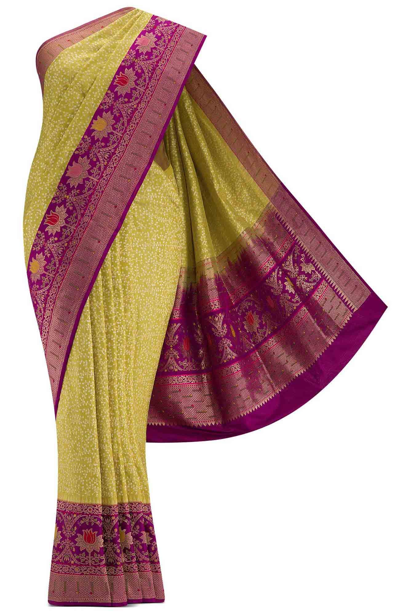 Mehandi Green Dual Tone Banarasi Silk Saree