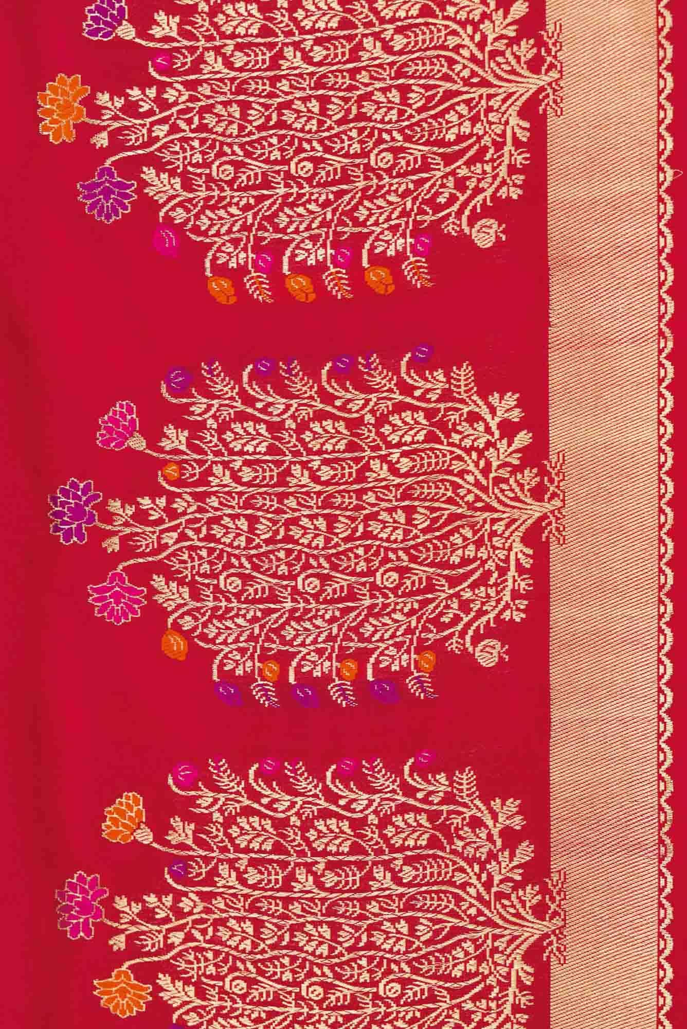 Pure Silk Pure Zari Red Dual Tone Banarasi Saree